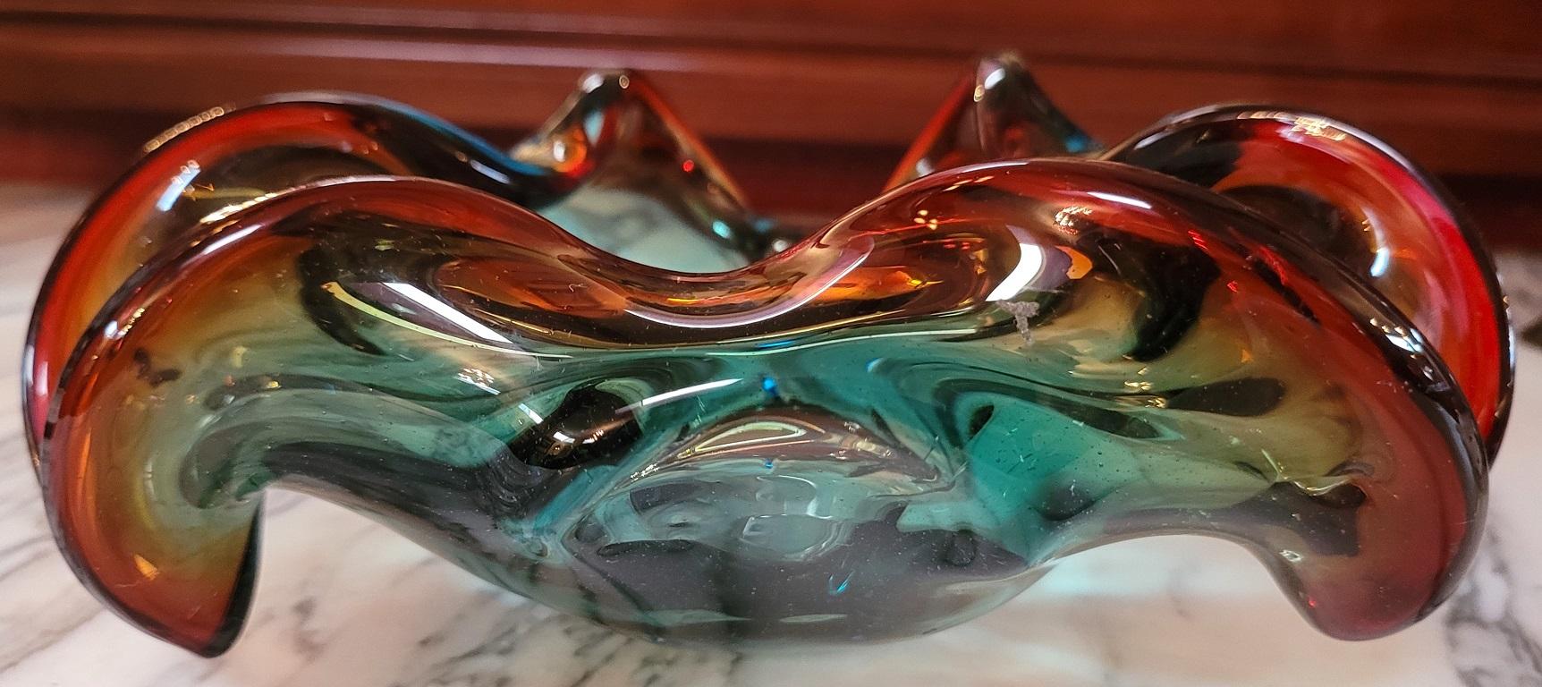 Mid Century Murano Art Glass Shell Bowl For Sale 4
