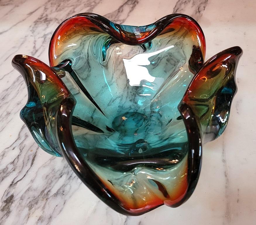 20th Century Mid Century Murano Art Glass Shell Bowl For Sale