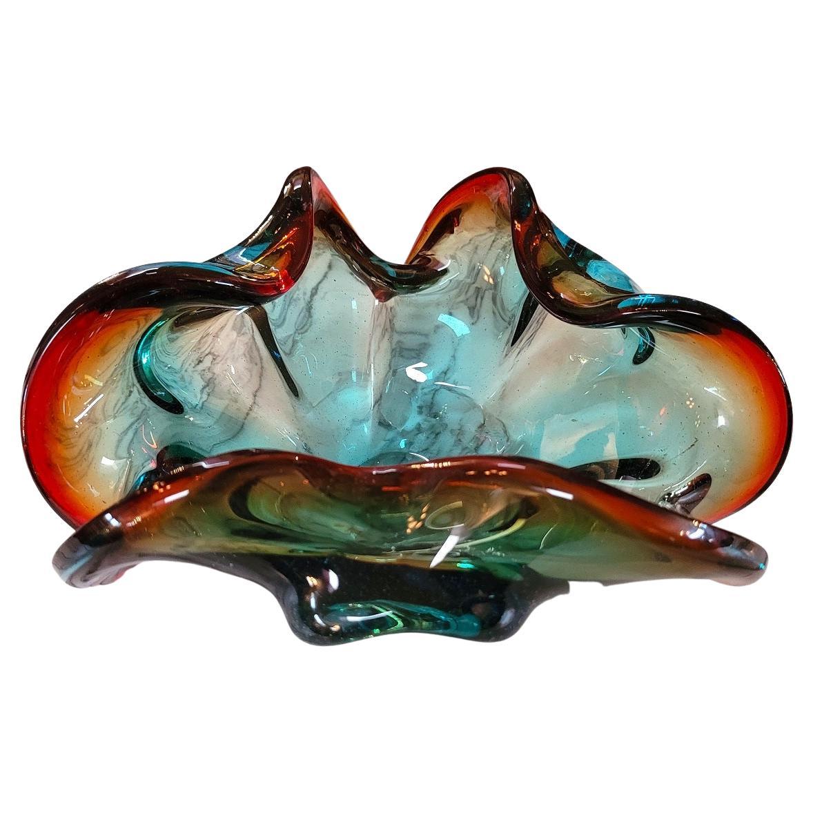 Mid Century Murano Art Glass Shell Bowl For Sale