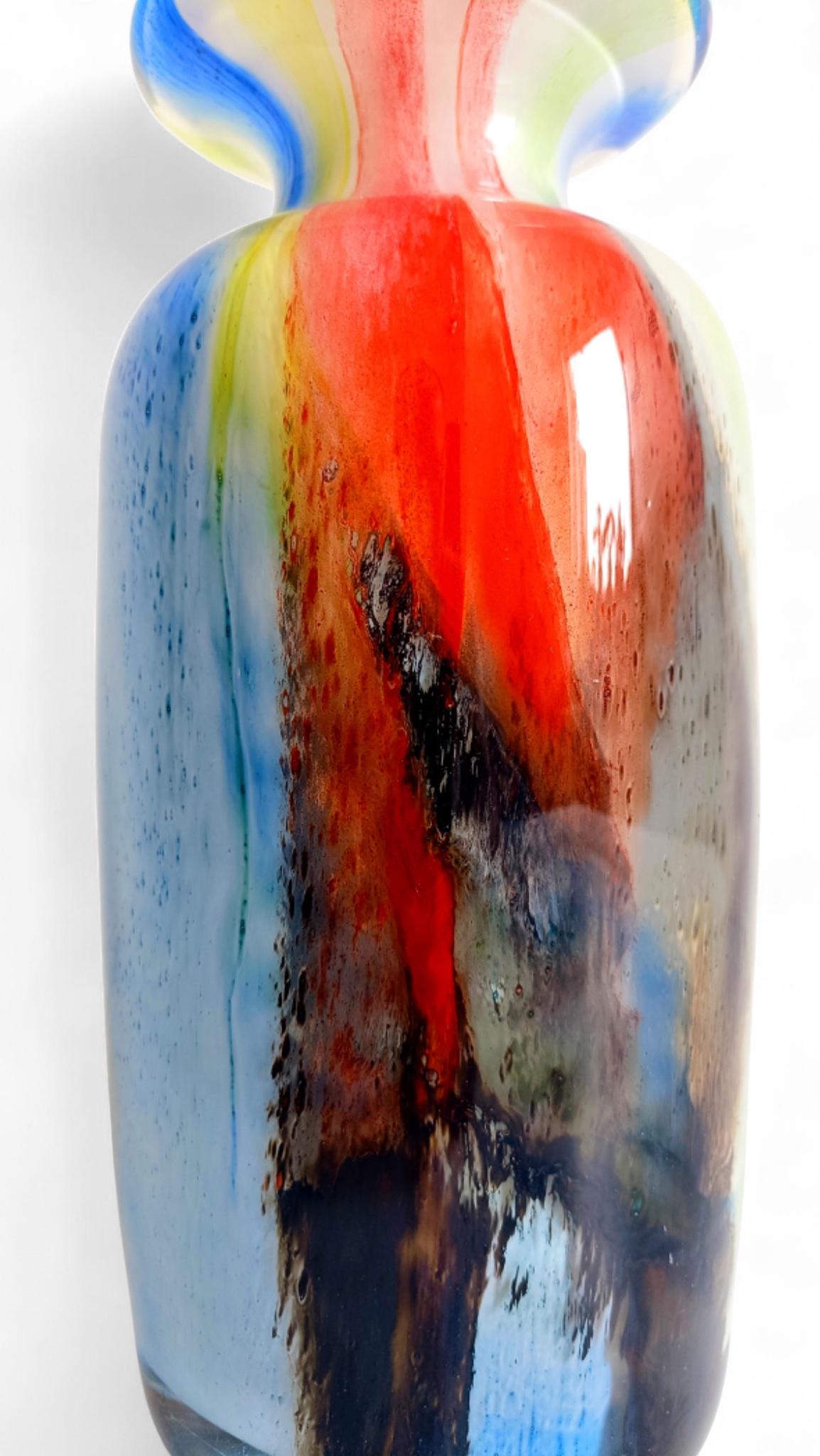Mid-Century Murano Art Glass Vase,  Abstract Expressionist Design, Italy, 1960s For Sale 9