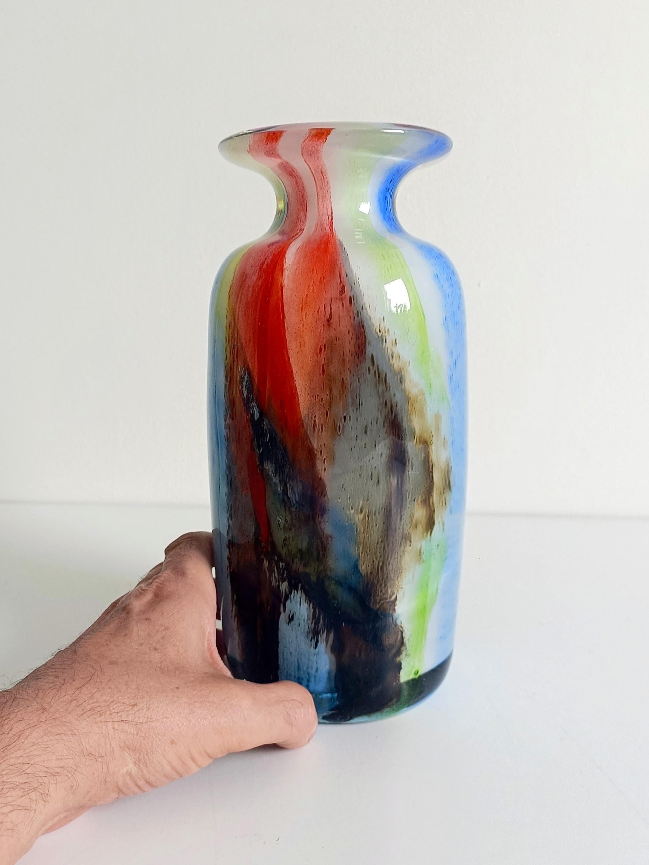Mid-20th Century Mid-Century Murano Art Glass Vase,  Abstract Expressionist Design, Italy, 1960s For Sale