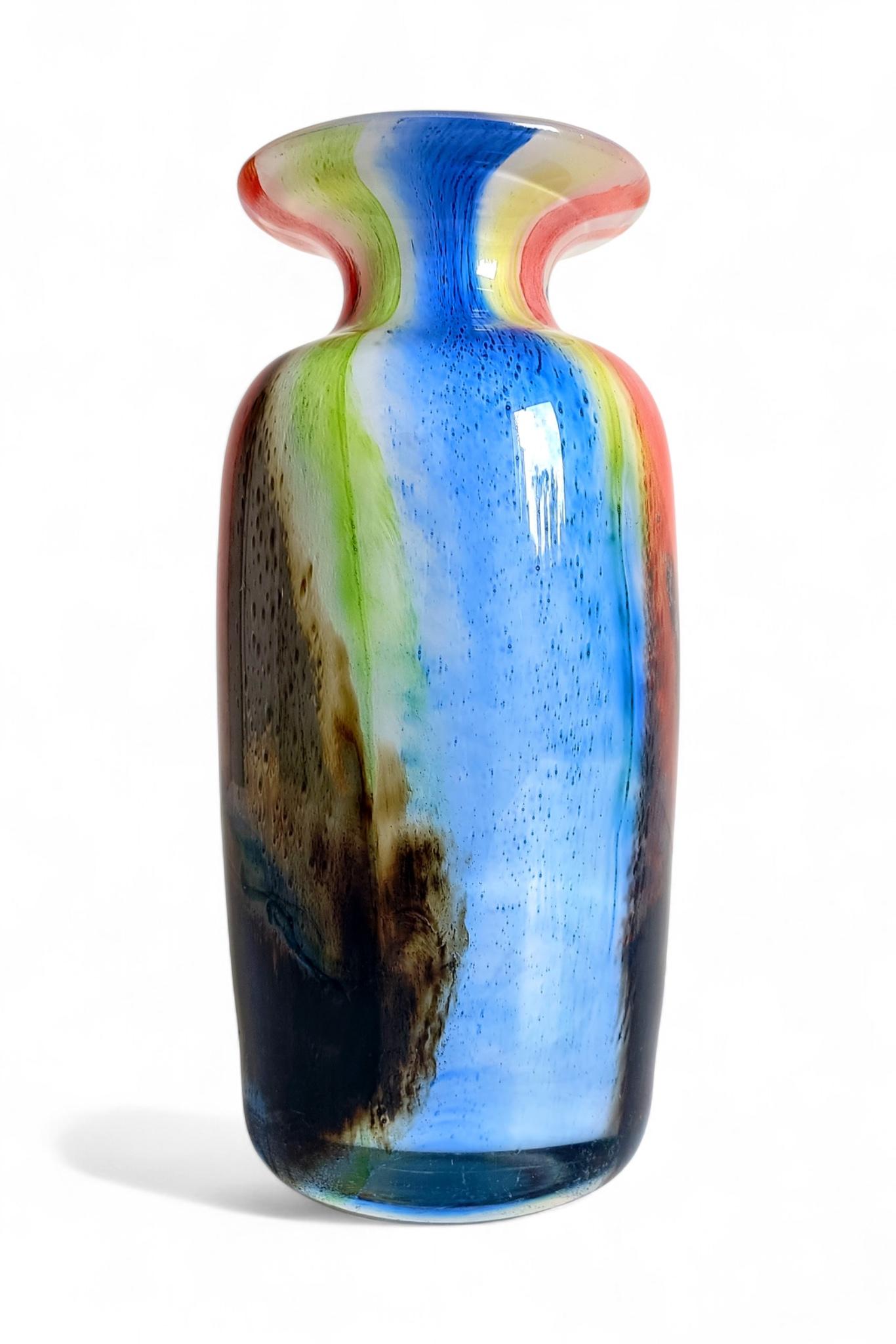 Hand-Crafted Mid-Century Murano Art Glass Vase,  Abstract Expressionist Design, Italy, 1960s For Sale
