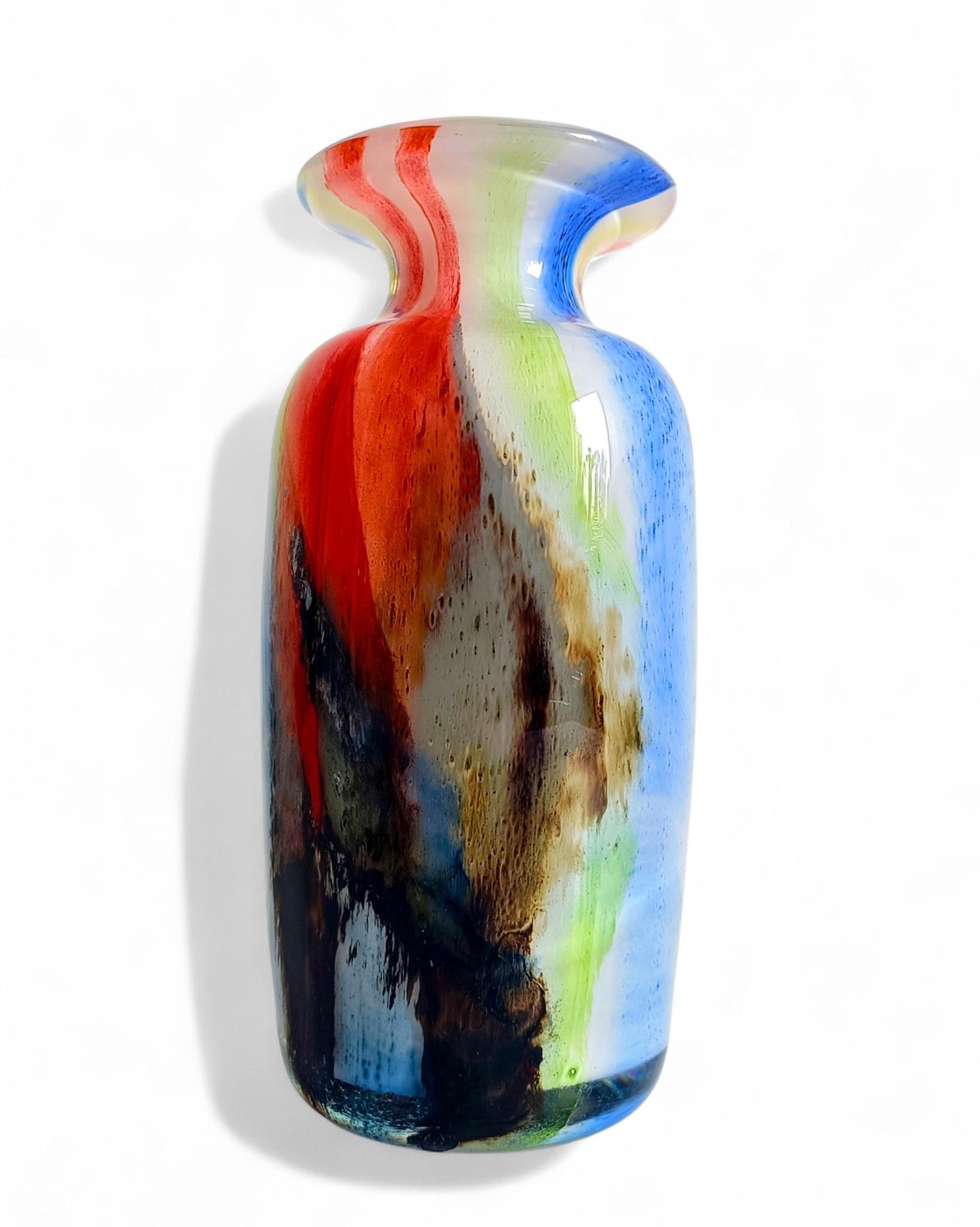 Mid-Century Murano Art Glass Vase,  Abstract Expressionist Design, Italy, 1960s For Sale 1