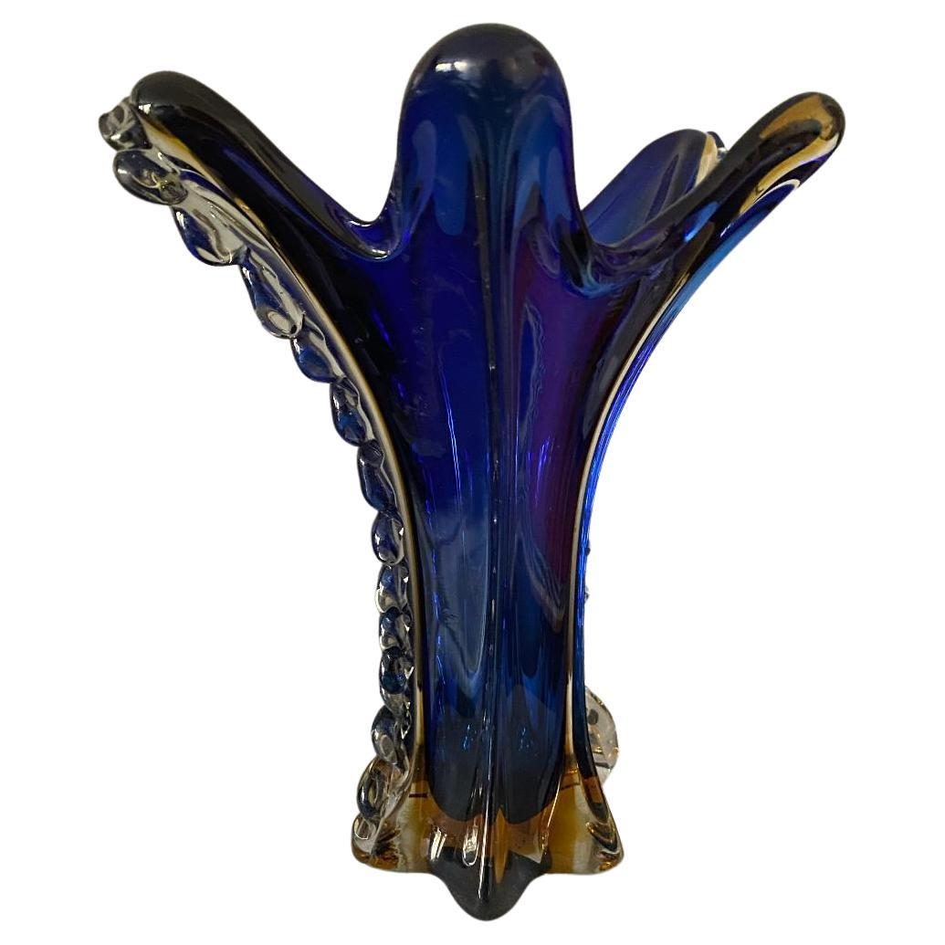 Blaue Murano Barovier & Toso-Vase aus der Mitte des Jahrhunderts im Angebot