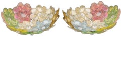 Midcentury Murano Barovier & Toso Flowers Flush Light Fixture, Ceiling, 1950s