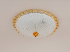 Mid Century Murano Barovier & Toso Flush Mount Glass