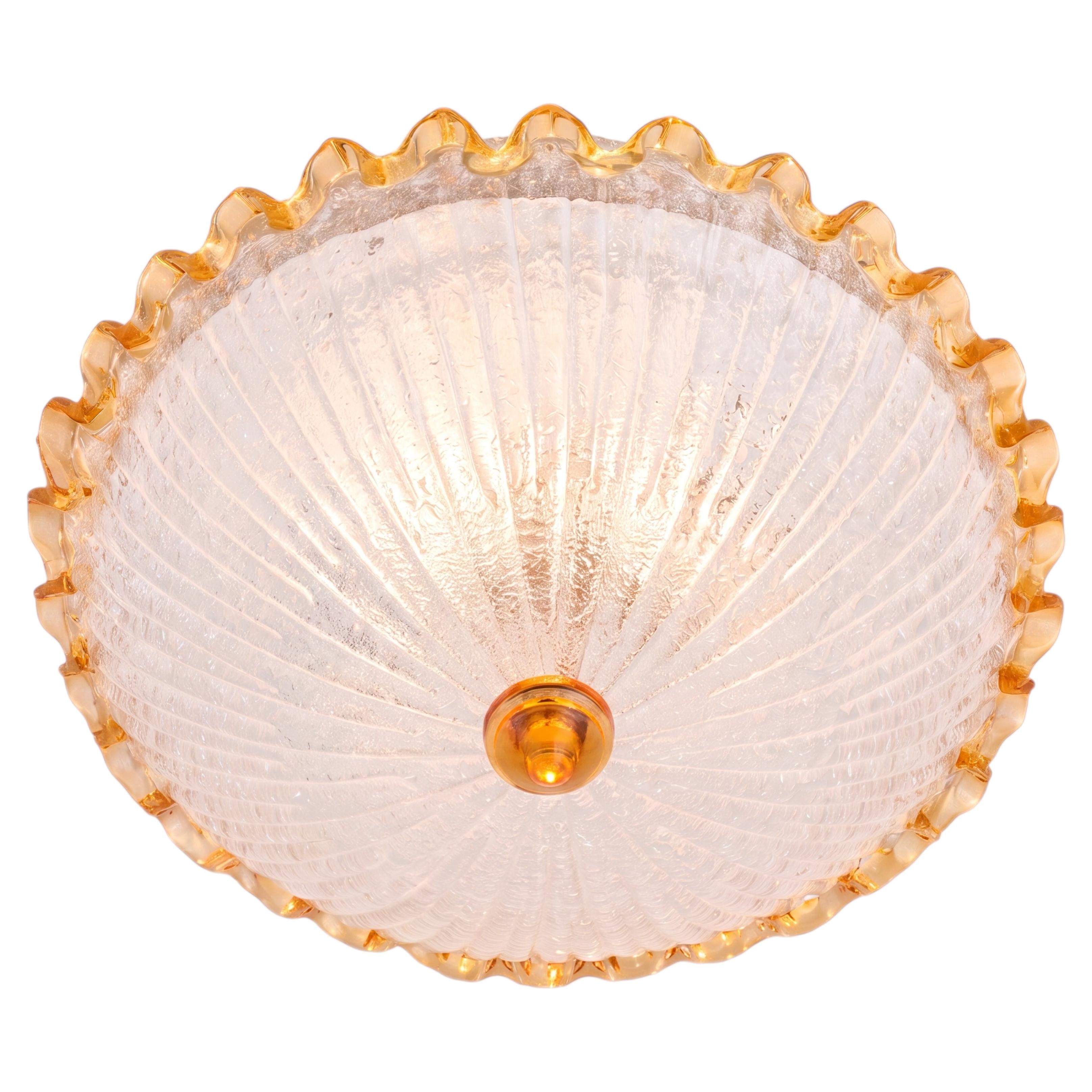 Glas-Einbauleuchte von Murano Barovier & Toso aus der Mitte des Jahrhunderts im Angebot