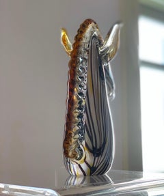 Midcentury Murano Blown Art Glass Horse Sculpture, Cenedese Sumerso, Opaline