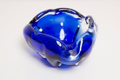 Mid Century Murano Blue Glass Bowl Ashtray Element, Italy, 1970s