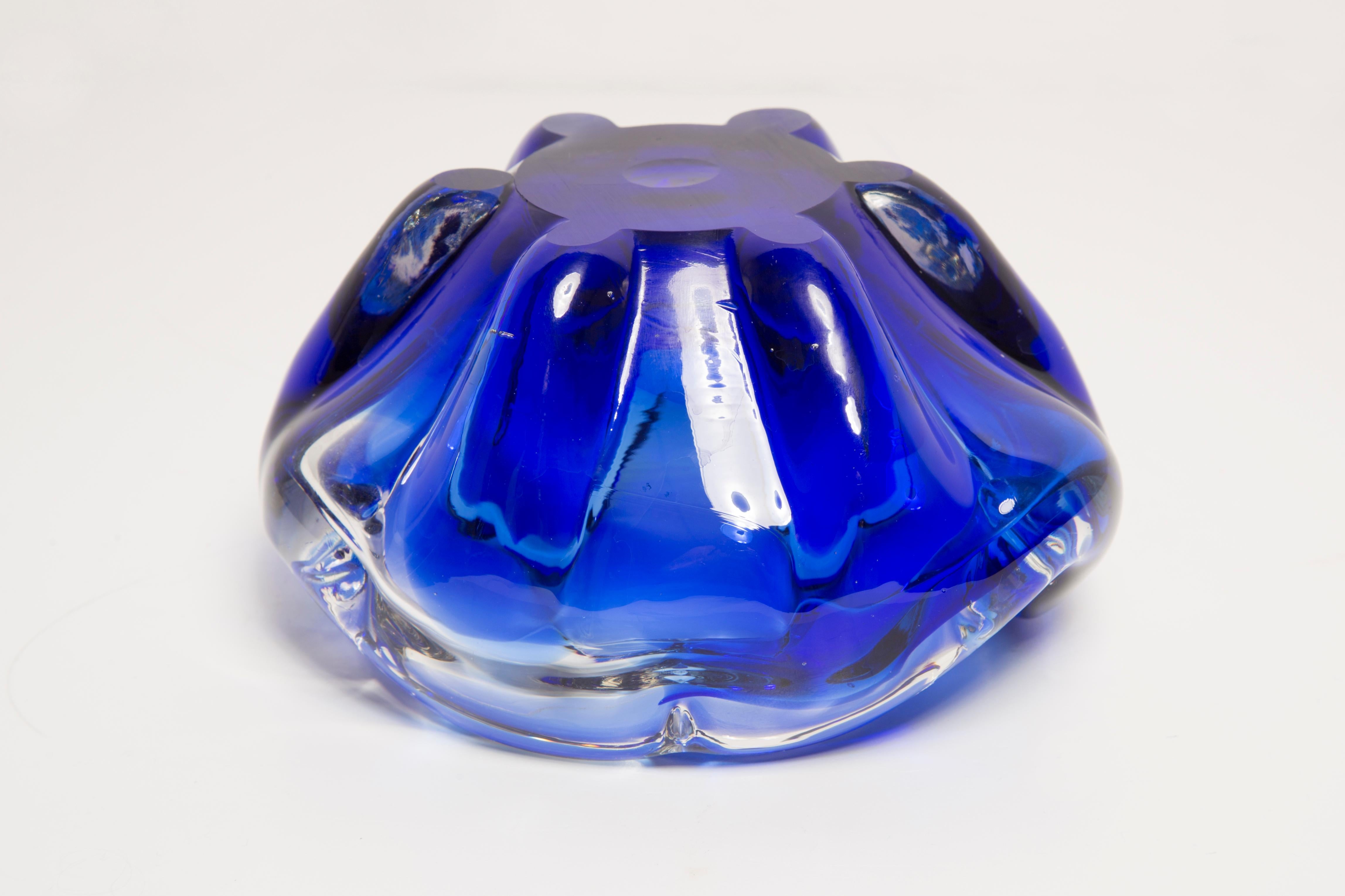 Mid Century Murano Blue Glass Bowl Ashtray Element, Italy, 1970s In Good Condition For Sale In 05-080 Hornowek, PL