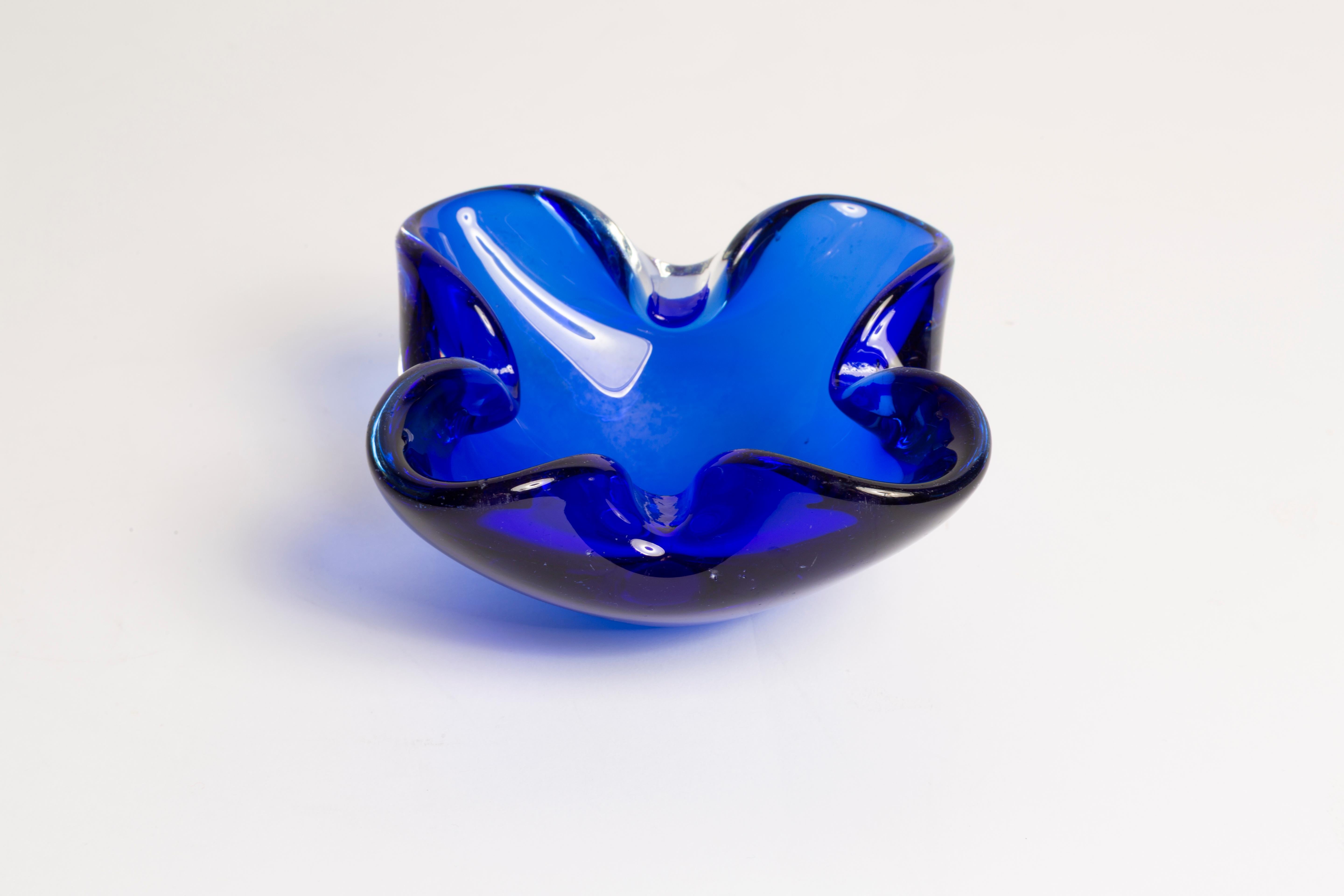 Midcentury Murano Blue Glass Bowl Ashtray Element, Italy, 1970s 2