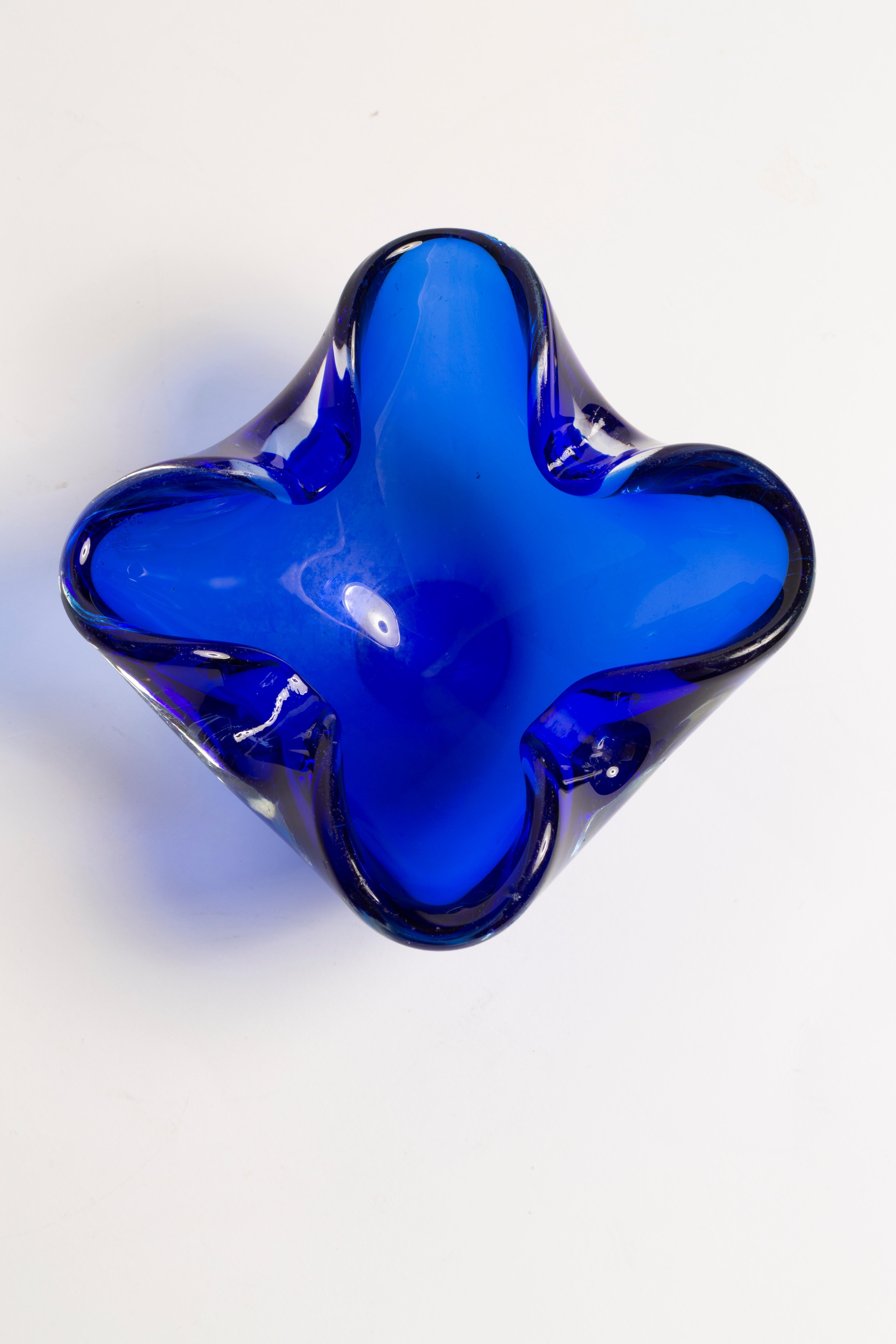 Midcentury Murano Blue Glass Bowl Ashtray Element, Italy, 1970s 3