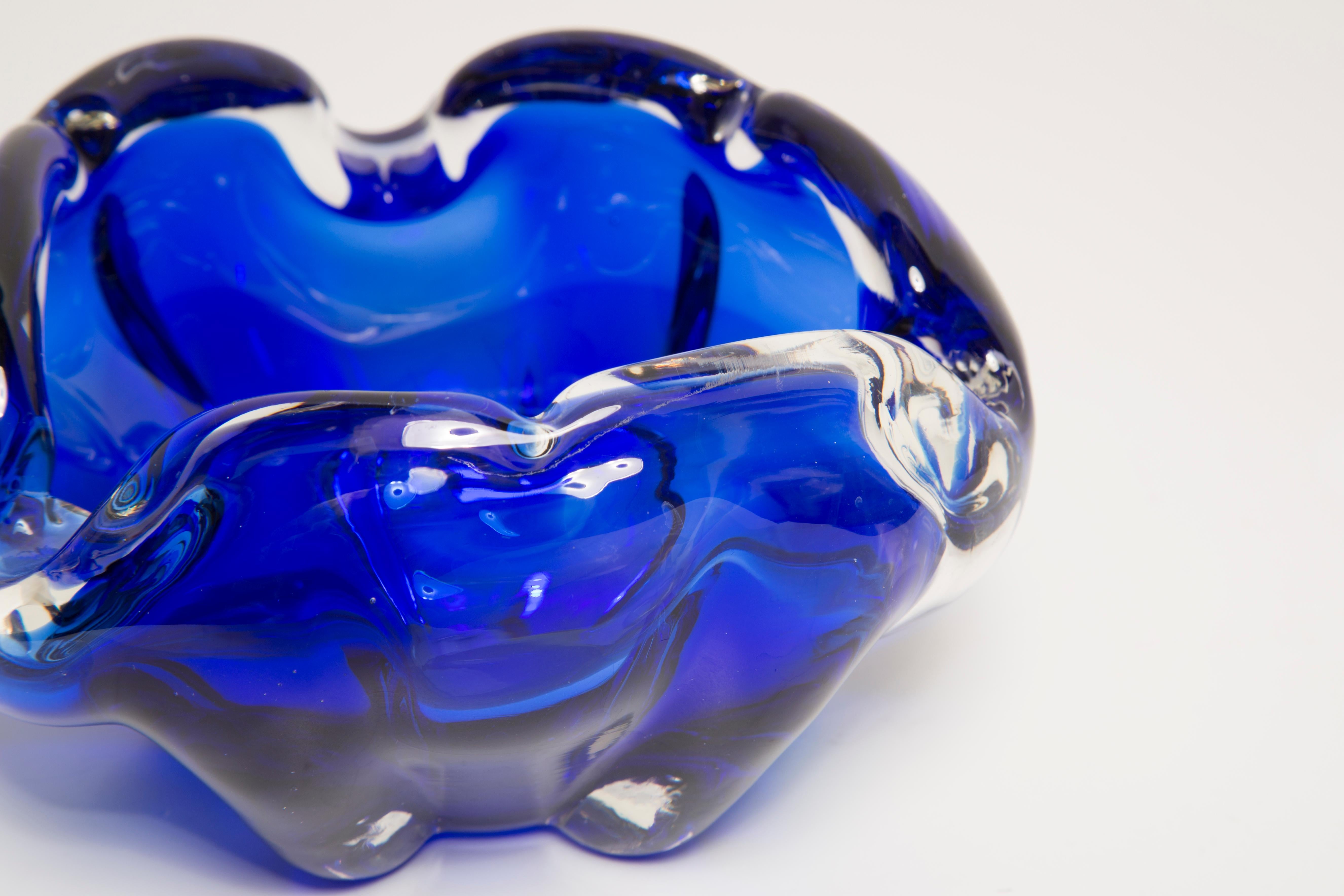 Mid Century Murano Blue Glass Bowl Ashtray Element, Italy, 1970s For Sale 4