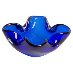 Midcentury Murano Blue Glass Bowl Ashtray Element, Italy, 1970s