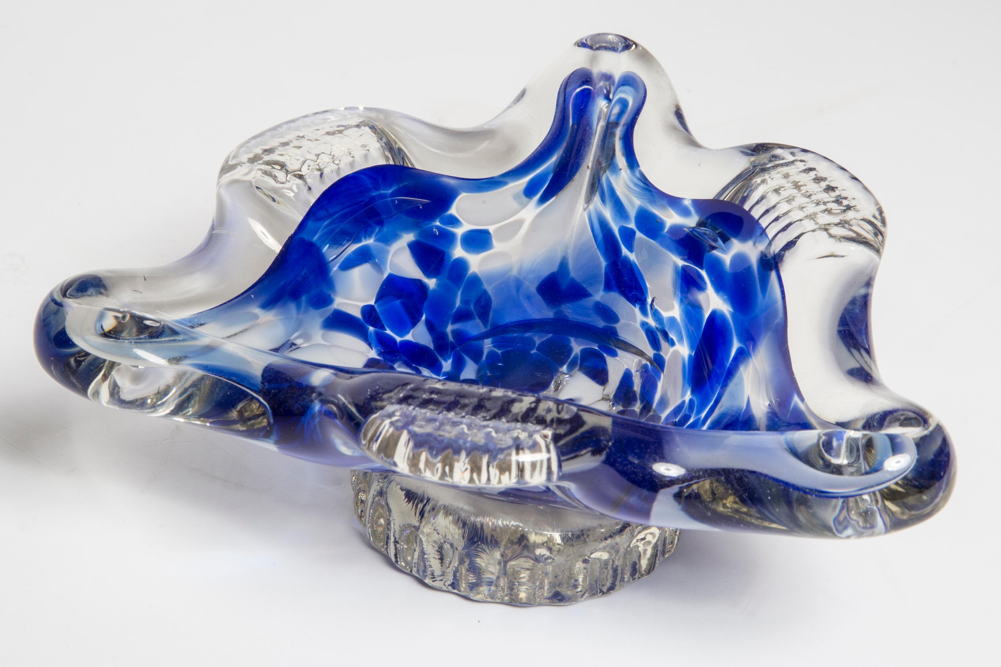 Mid Century Murano Blue Glass Bowl Ashtray, Italy, 1970s 5