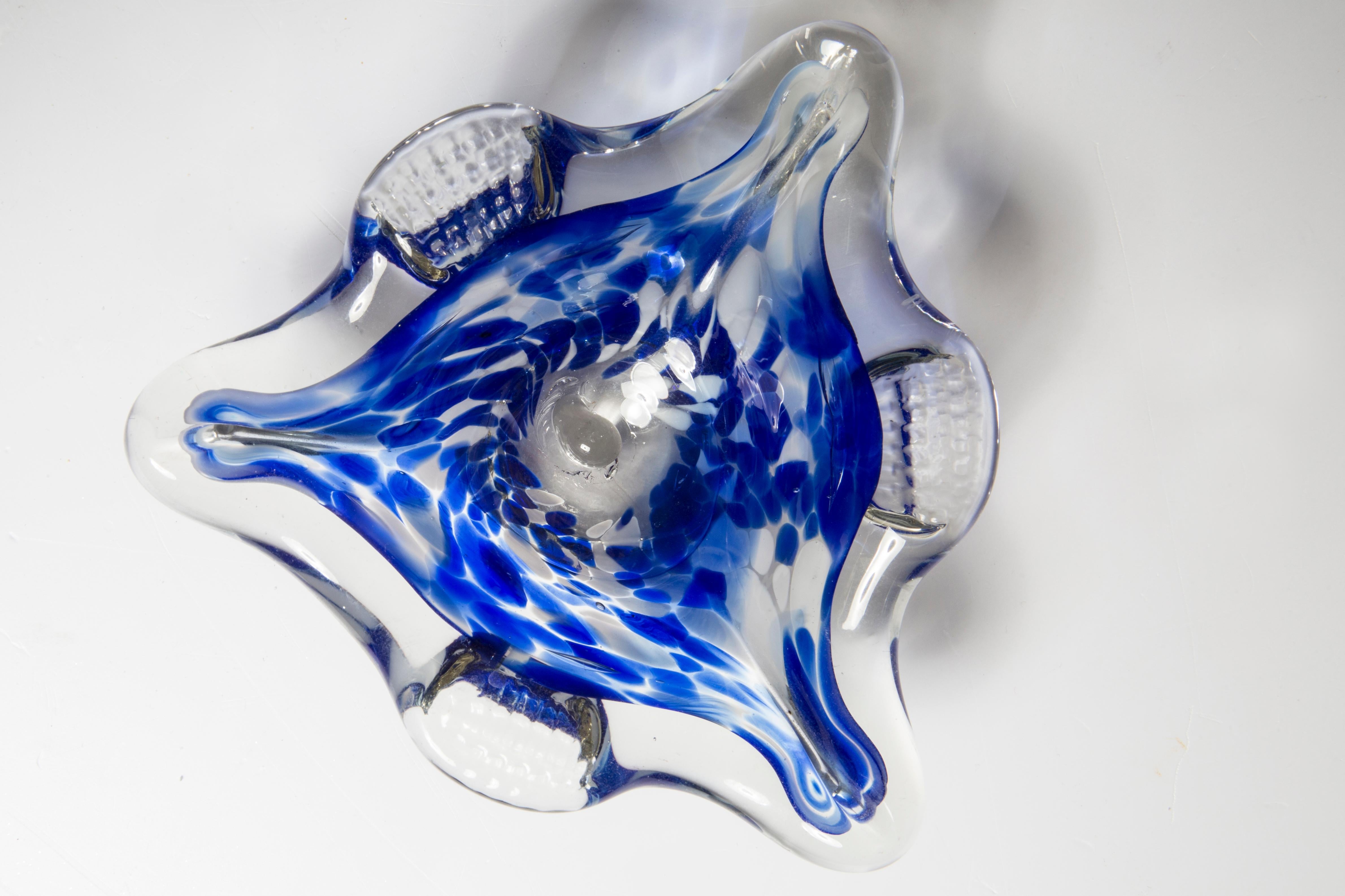 Mid Century Murano Blue Glass Bowl Ashtray, Italy, 1970s In Good Condition In 05-080 Hornowek, PL