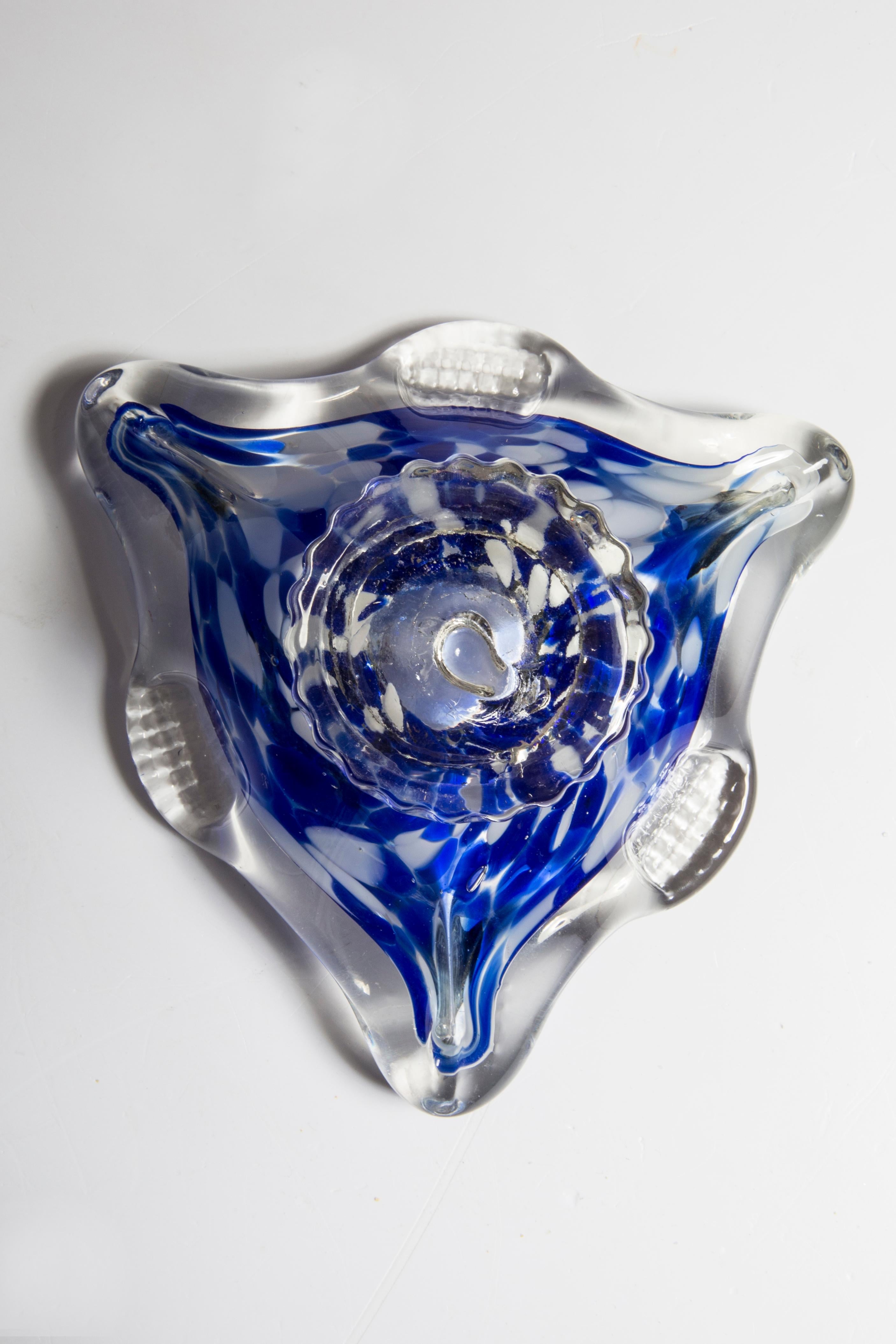 Mid Century Murano Blue Glass Bowl Ashtray, Italy, 1970s 2