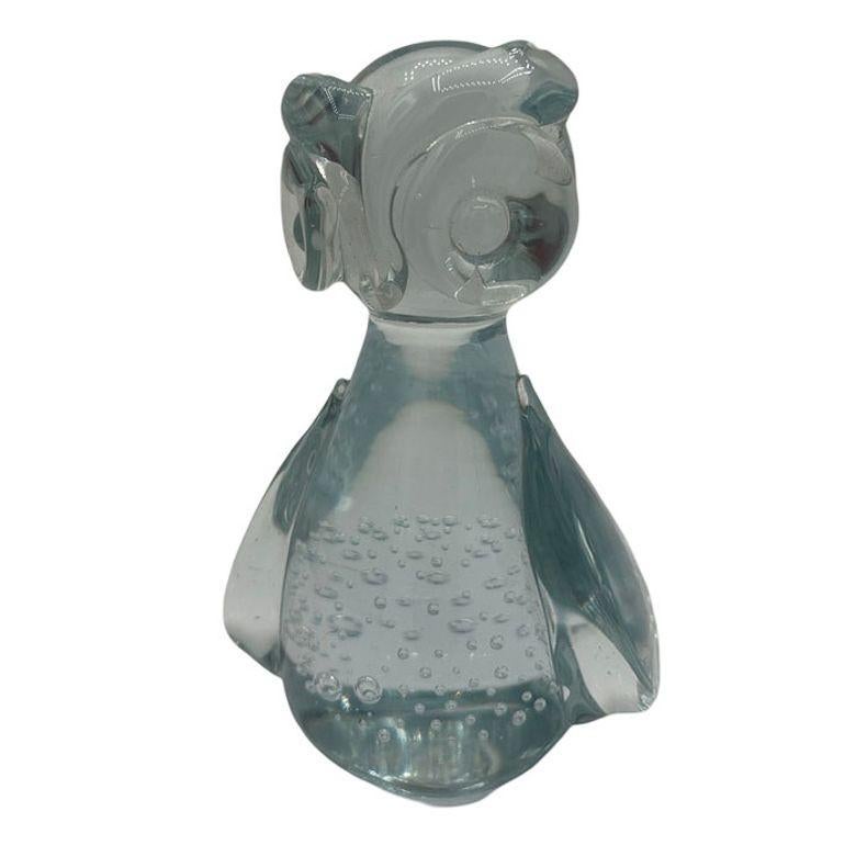 Mediados de siglo Murano Bullicante Arte Escultura de Vidrio Búho Pisapapeles Moderno de mediados de siglo en venta