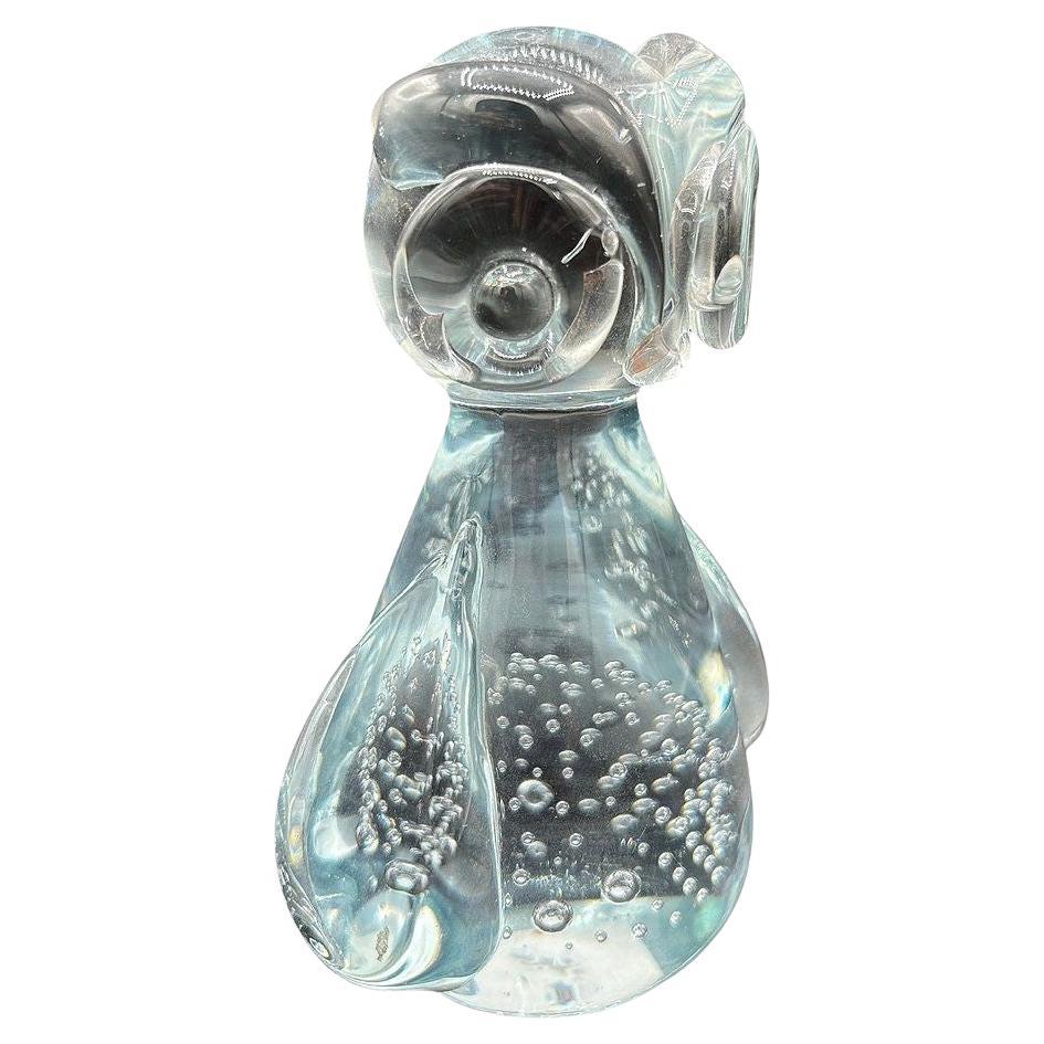 Mediados de siglo Murano Bullicante Arte Escultura de Vidrio Búho Pisapapeles