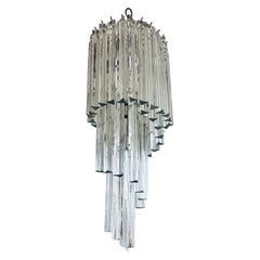 Mid Century Murano Camer Glass Spiral Chandelier