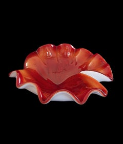 Mid Century Murano Cased Glass Bowl with Silver Flecks - Italy - Circa 1960's