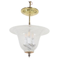 Mid-Century Murano Ceiling Light with White Filigrana
