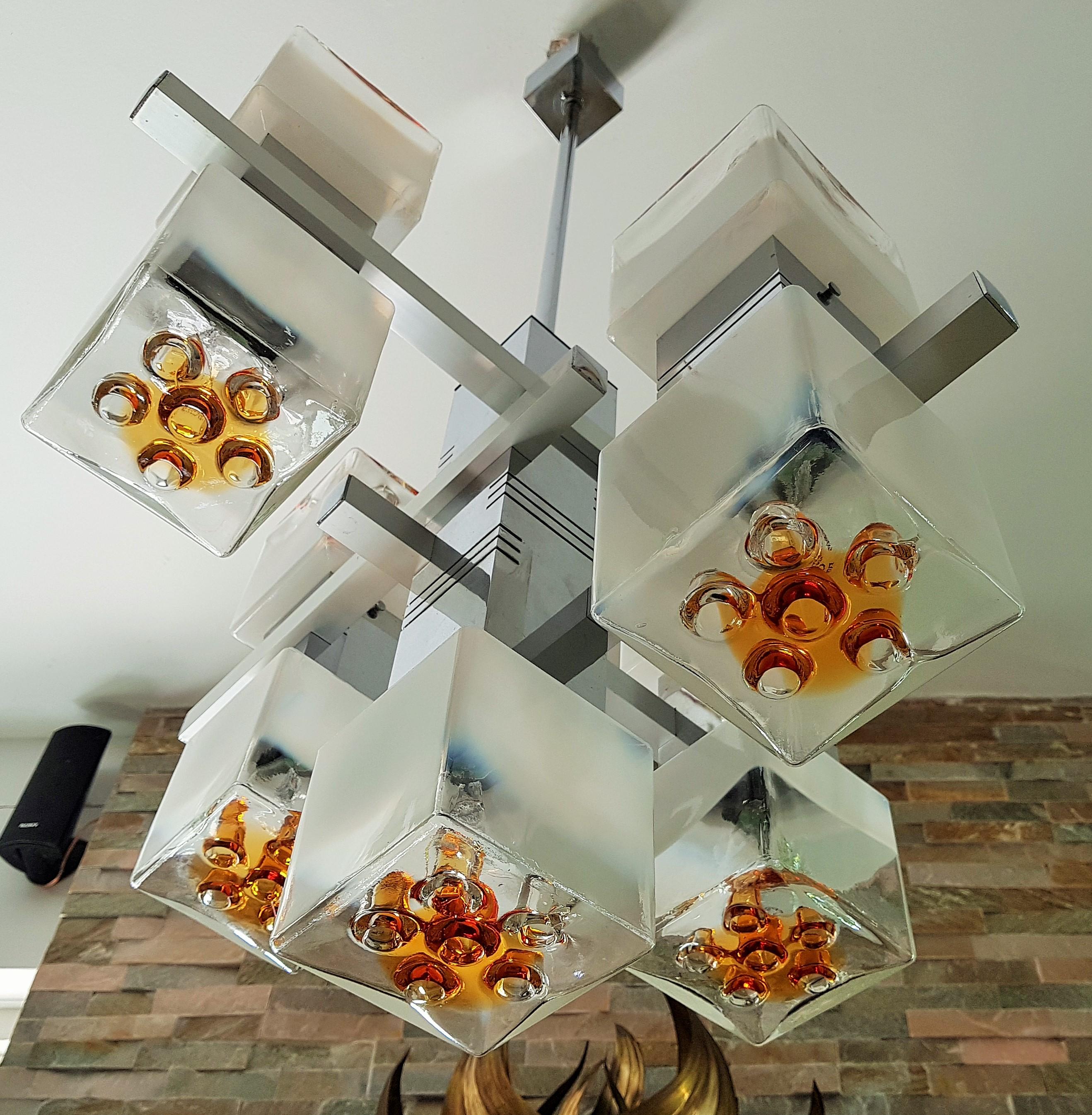 Midcentury Murano Chandelier by Mazzega, Italy, 1968 For Sale 2