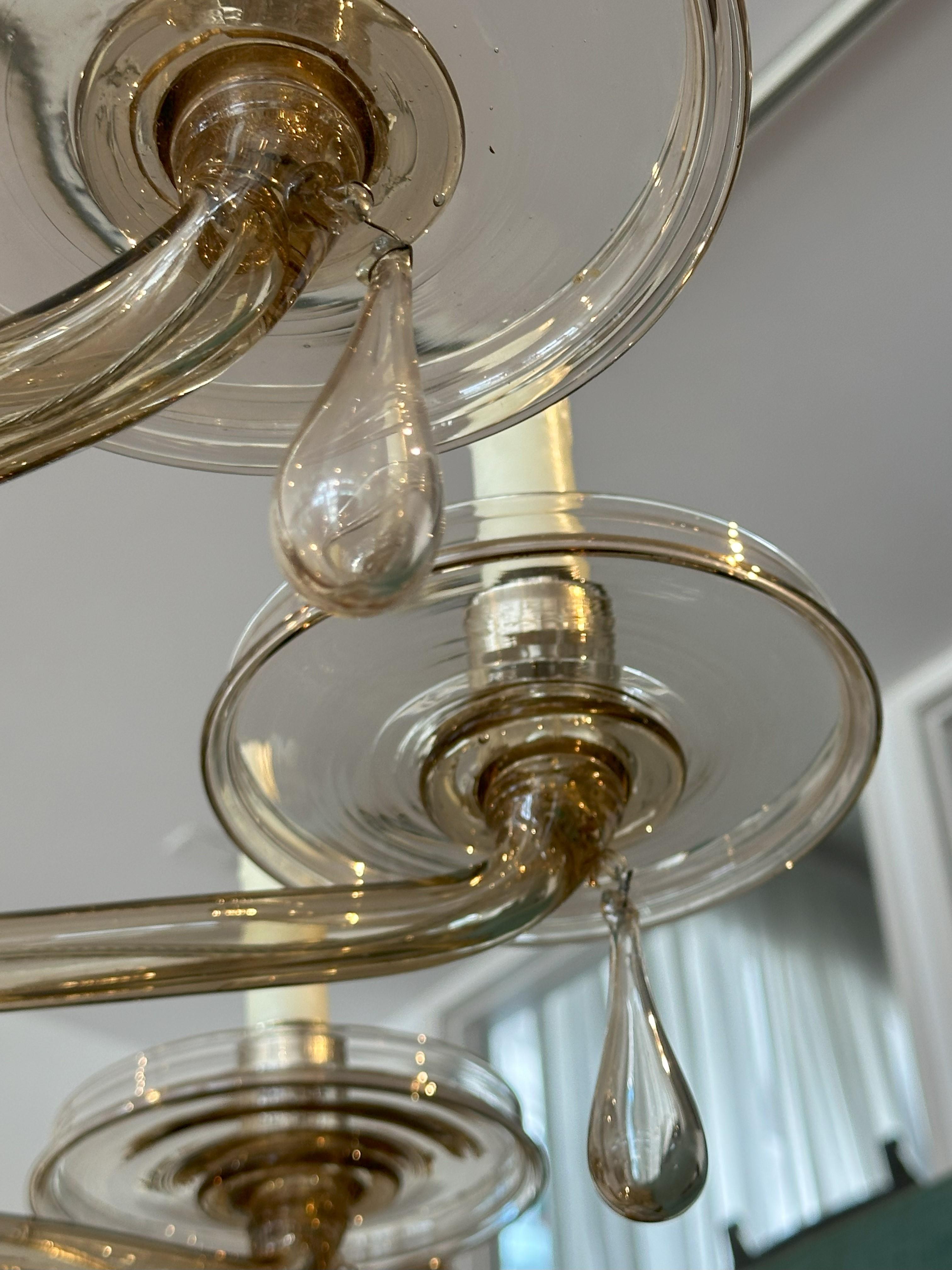 Mid - Century Murano Chandelier In Good Condition In Los Angeles, CA