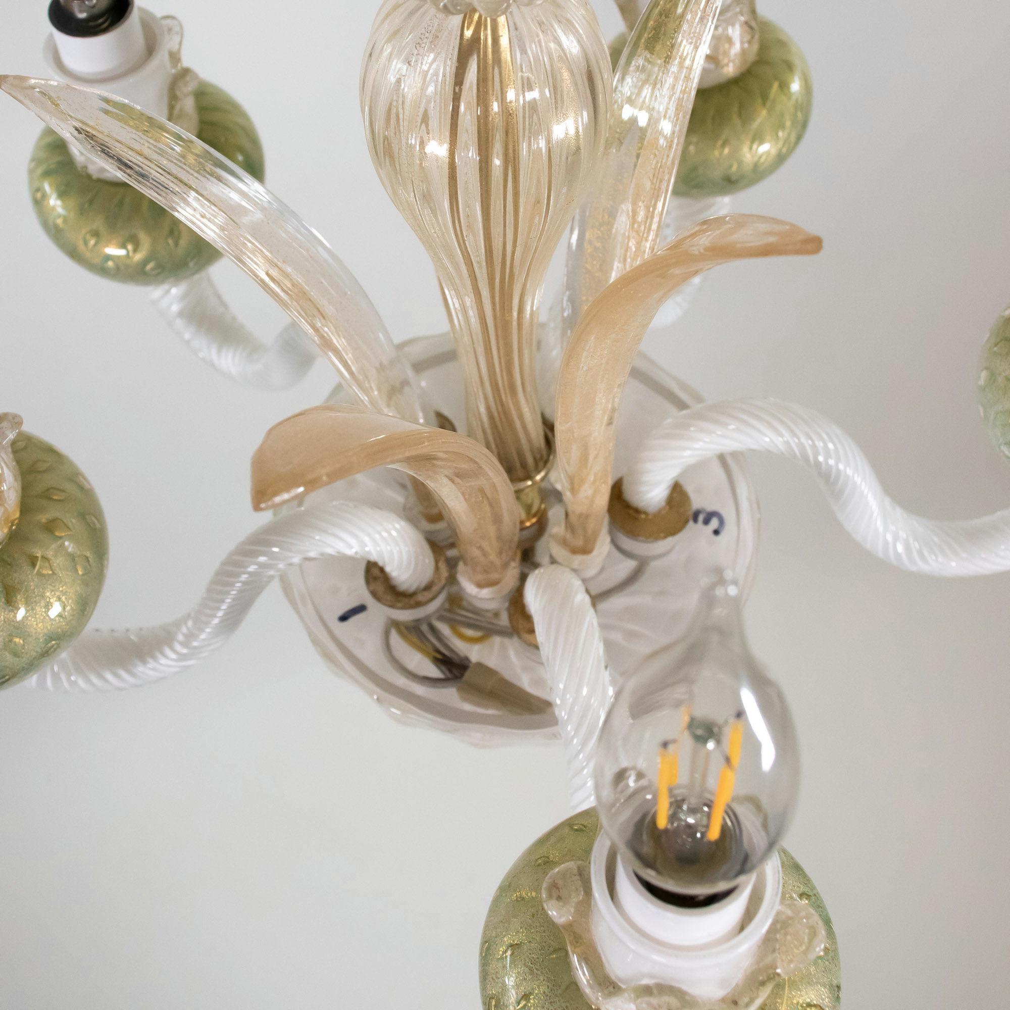 Lampadario di Murano di metà secolo con melograni verdi in vendita 8