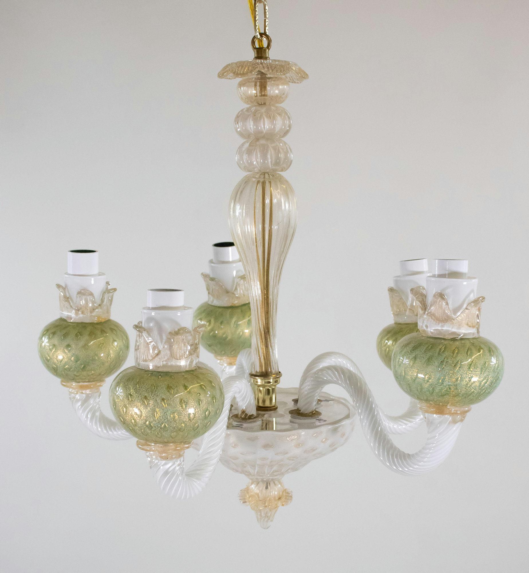 Lampadario di Murano di metà secolo con melograni verdi in vendita 11
