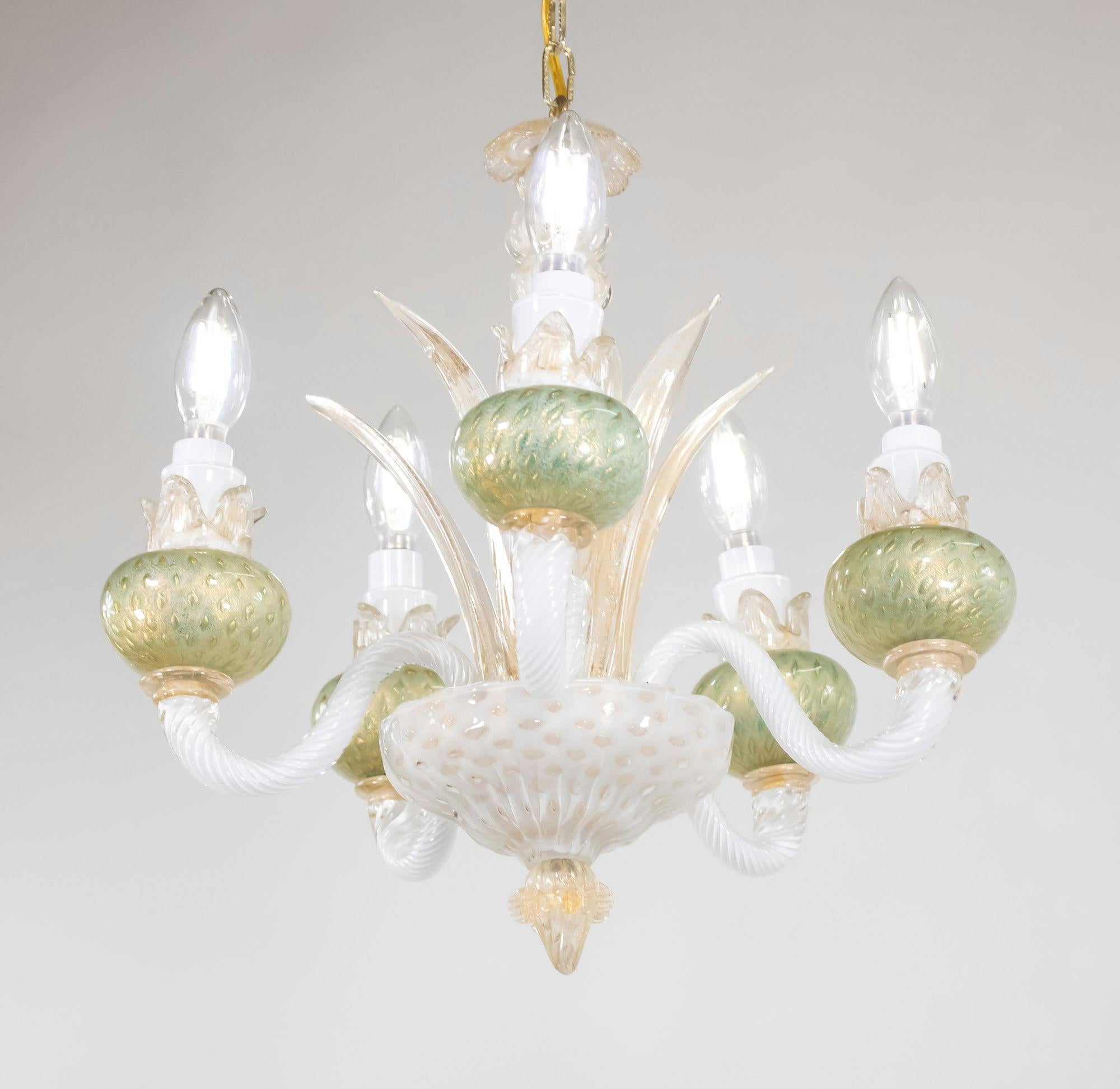 Lampadario di Murano di metà secolo con melograni verdi in vendita 12