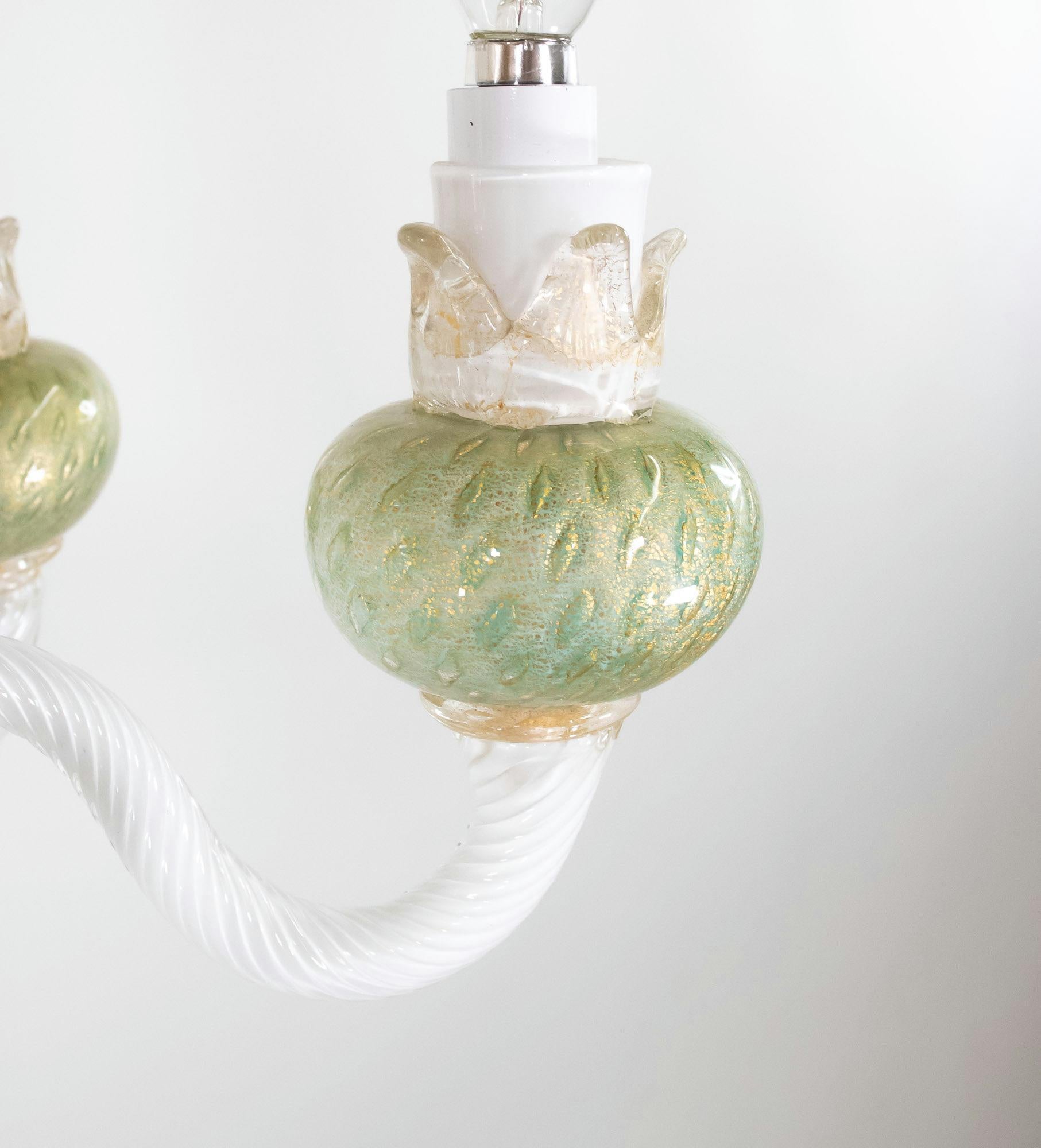 Lampadario di Murano di metà secolo con melograni verdi In condizioni buone in vendita a Chicago, IL