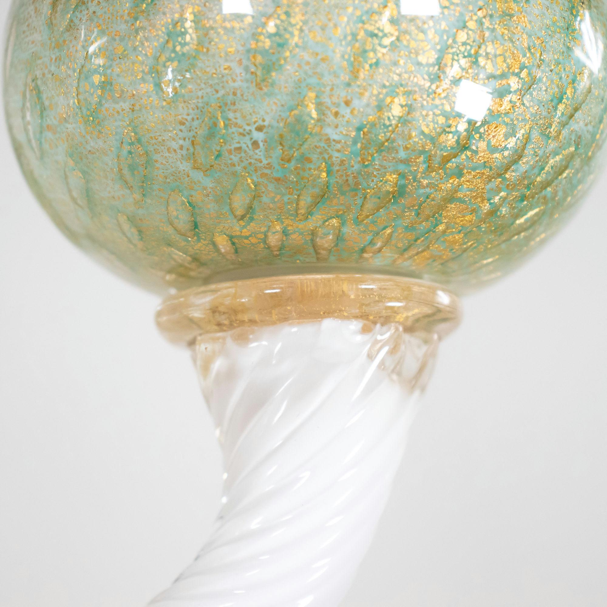 XX secolo Lampadario di Murano di metà secolo con melograni verdi in vendita