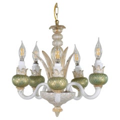 Mid Century Murano Chandelier with Green Pomegranates