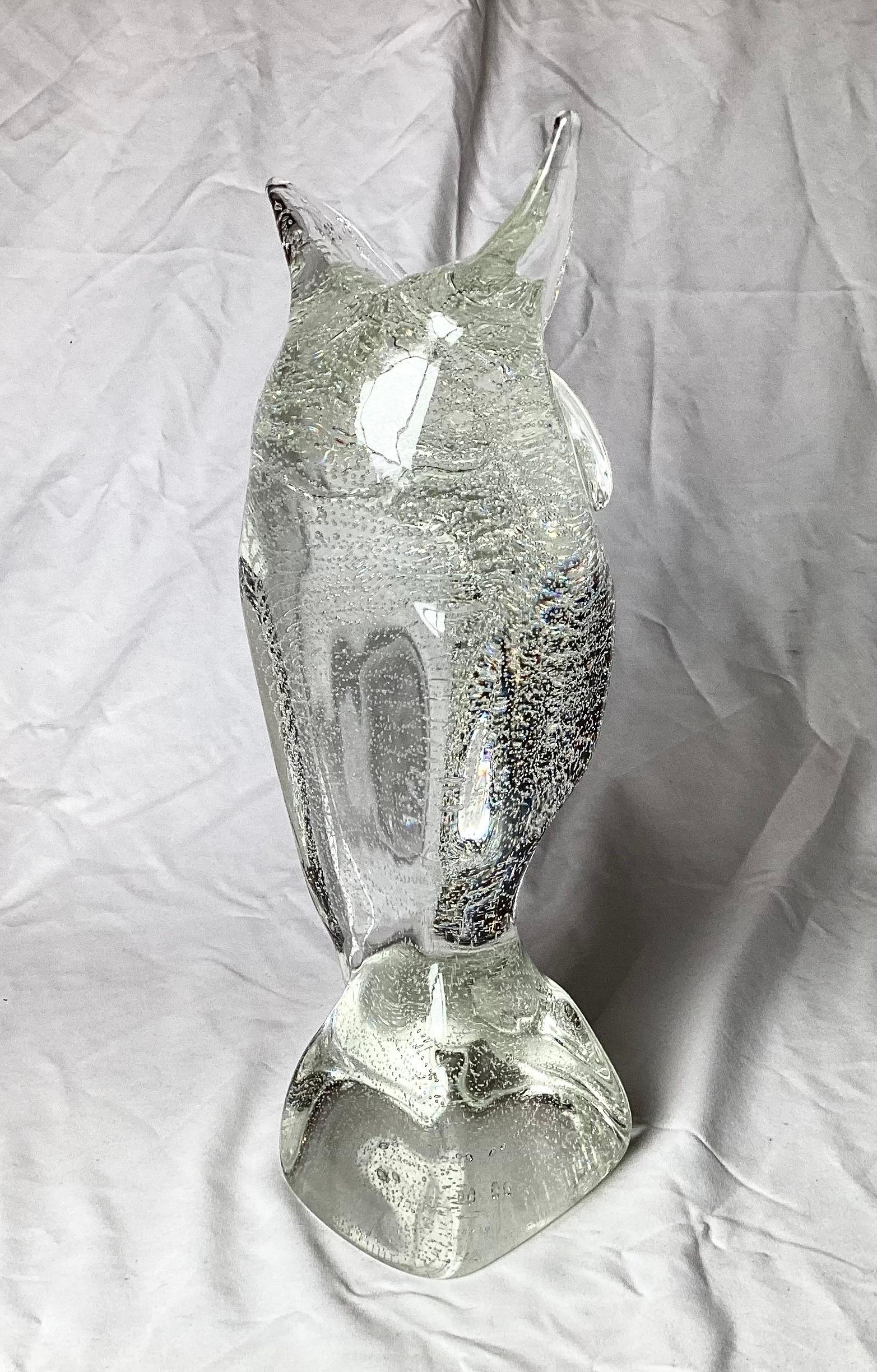 italien Hibou en cristal de Murano du milieu du siècle en vente