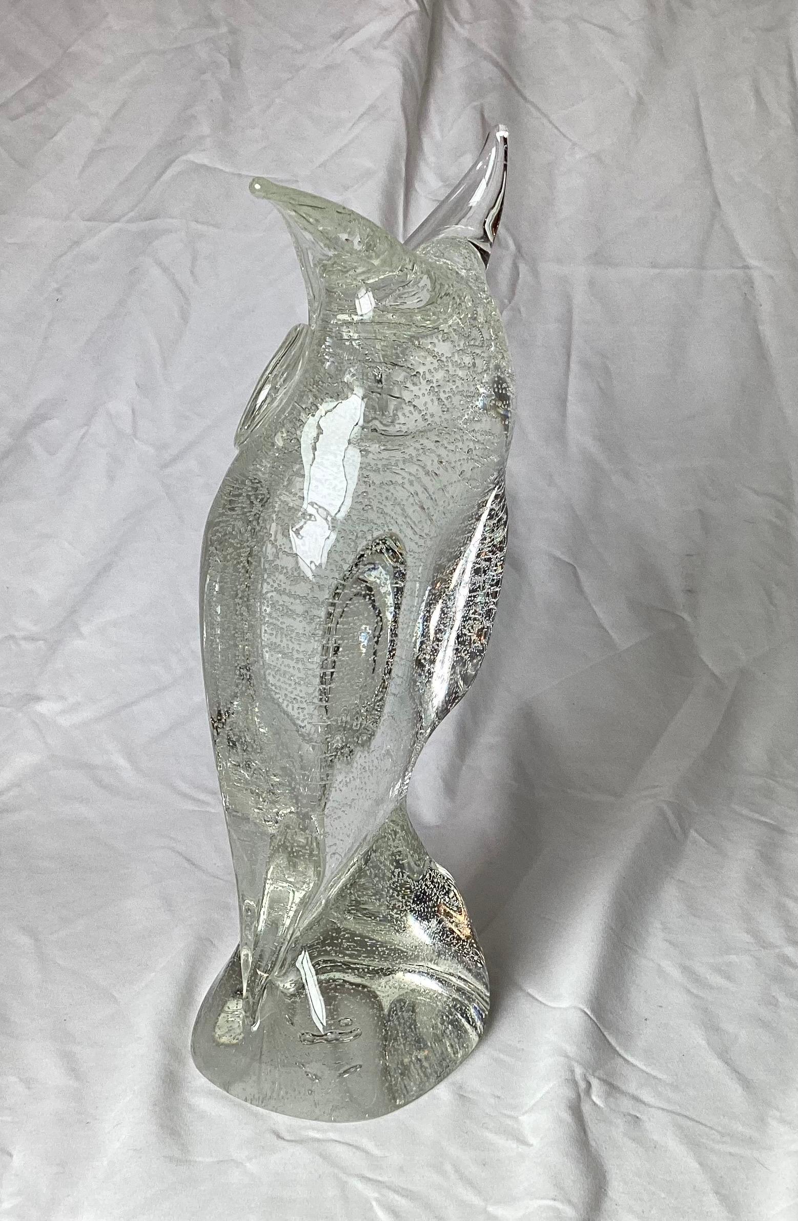 Midcentury Murano Crystal Owl In Excellent Condition For Sale In Lambertville, NJ