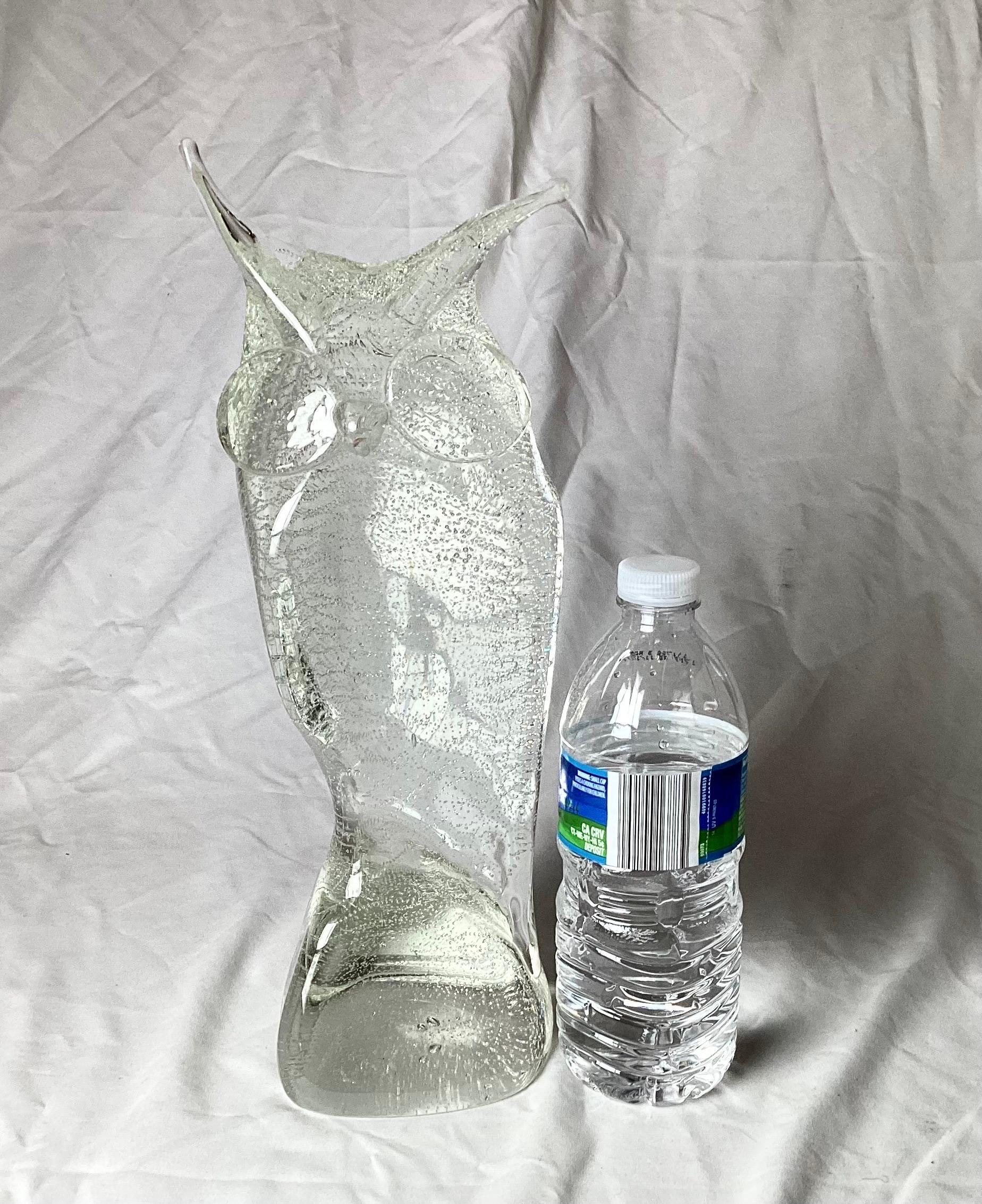 20th Century Midcentury Murano Crystal Owl For Sale