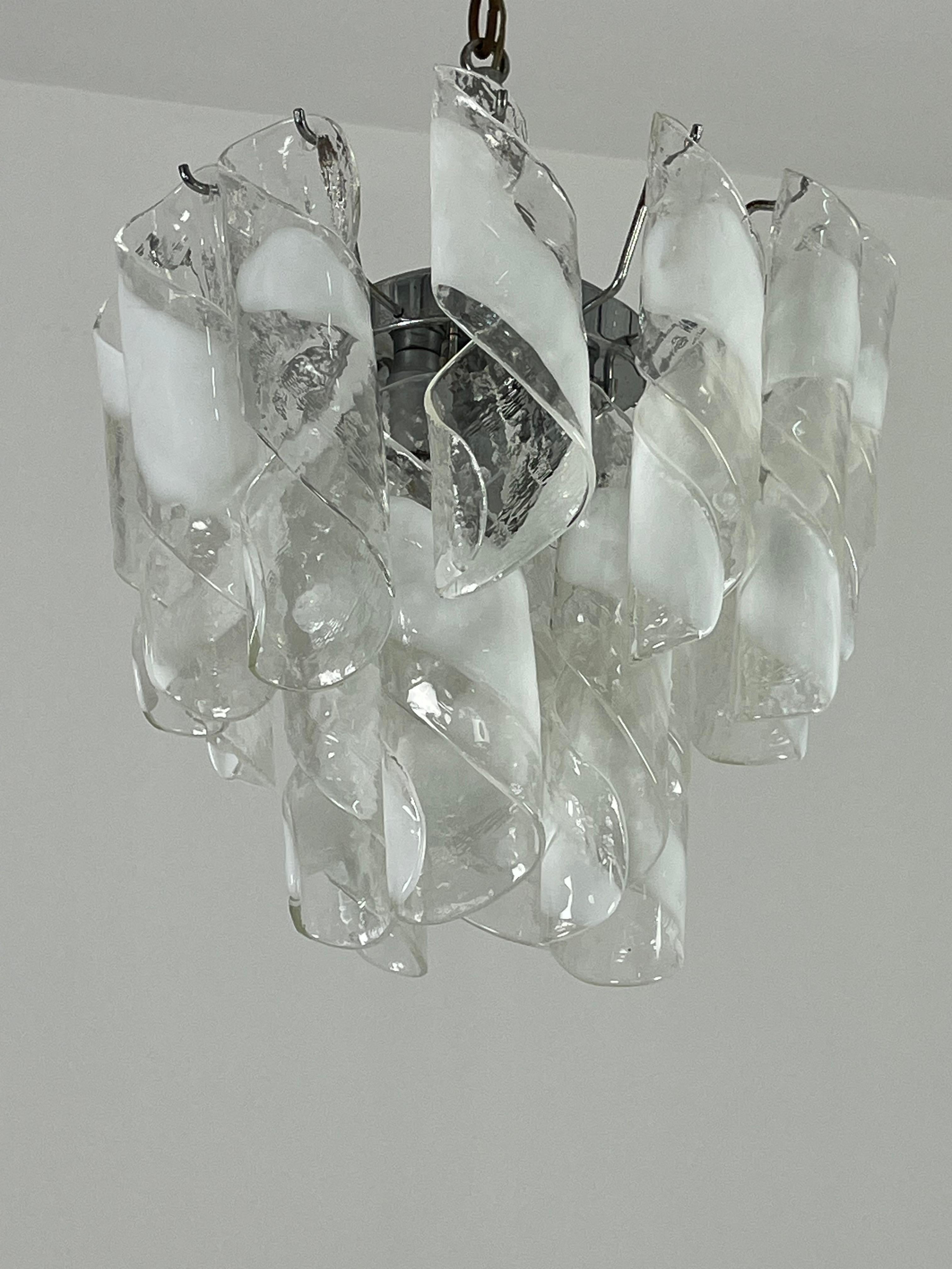 Italian Mid-century Murano Glass 4-light Chandelier, 1960s For Sale