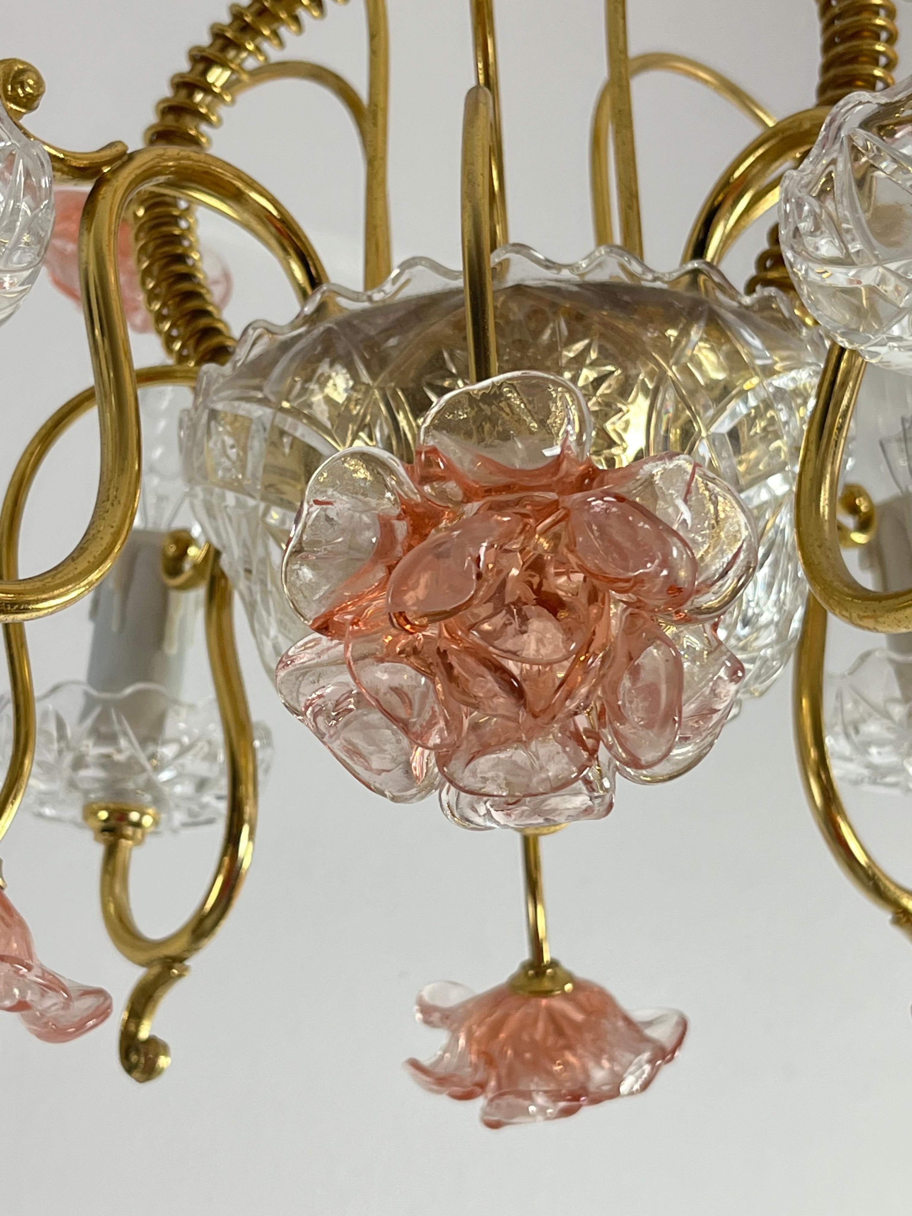 Mid-Century Murano Glass 4-Light Chandelier, 1960s In Good Condition For Sale In Palermo, IT