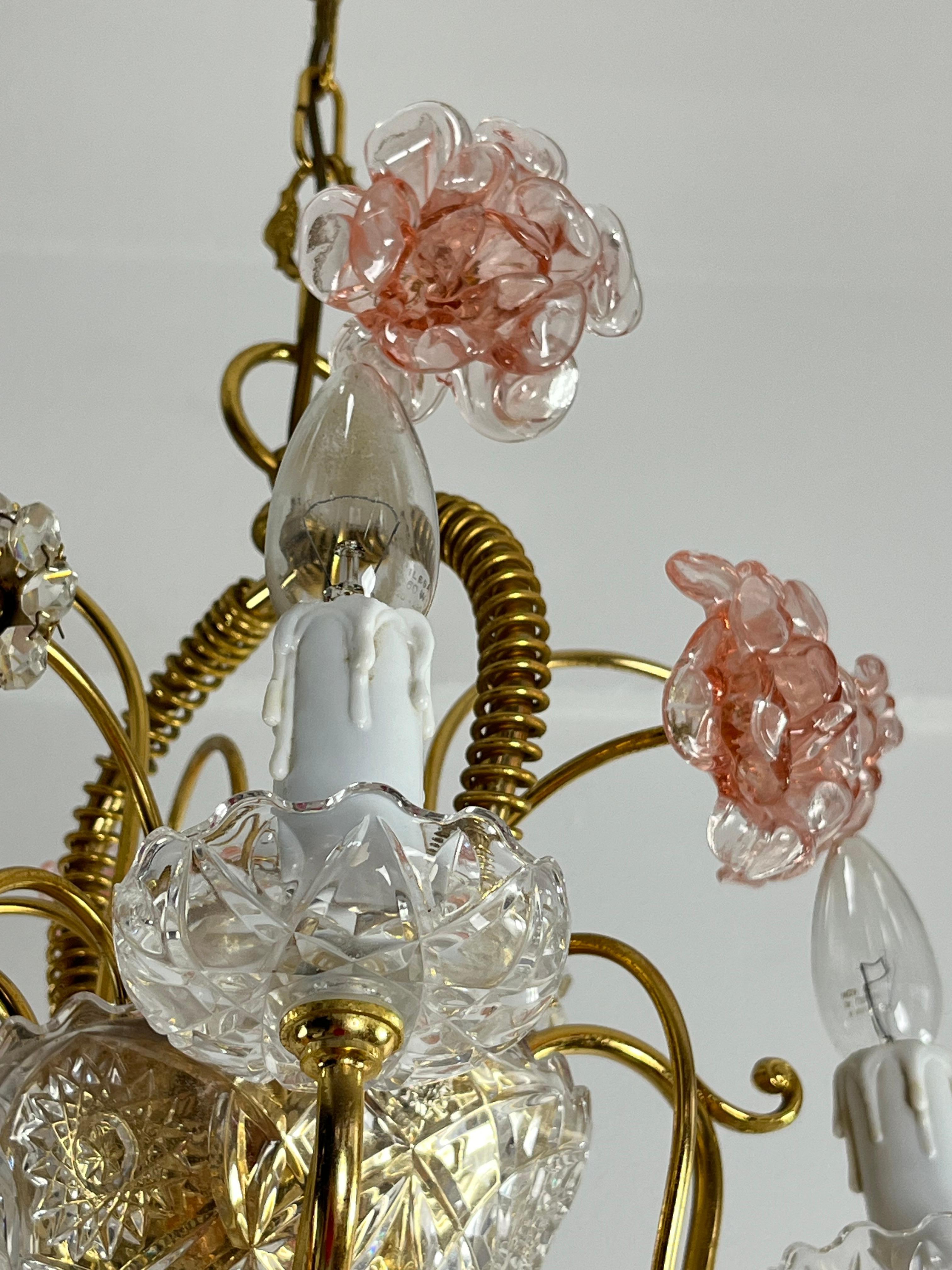 Mid-20th Century Mid-Century Murano Glass 4-Light Chandelier, 1960s For Sale