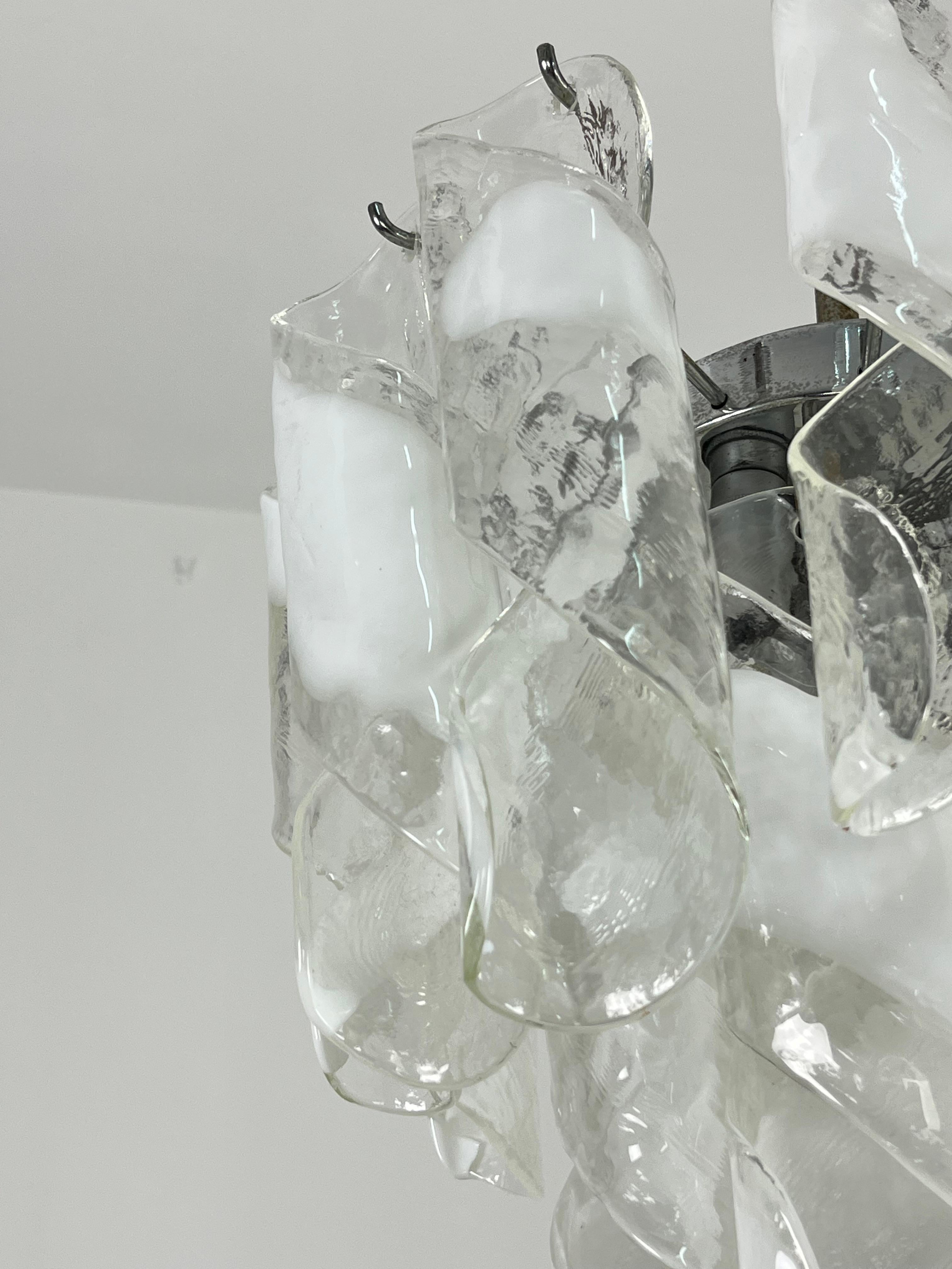 Metal Mid-century Murano Glass 4-light Chandelier, 1960s For Sale