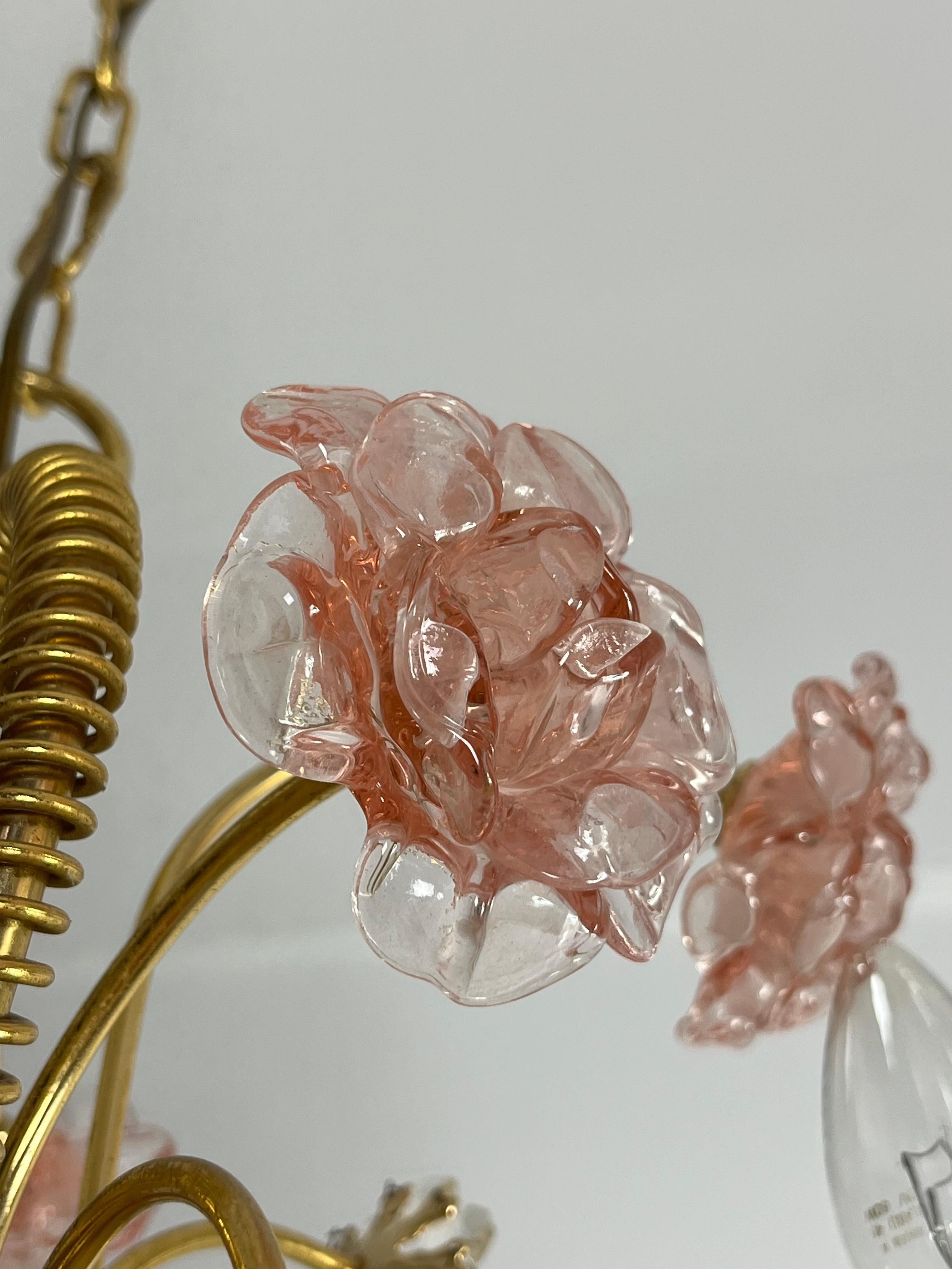 Mid-Century Murano Glass 4-Light Chandelier, 1960s For Sale 1