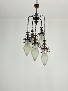 Mid-Century Murano Glass 5-Light Waterfall Chandelier, 1960s