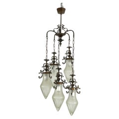 Mid-Century Murano Glass 5-Light Waterfall Chandelier, 1960s