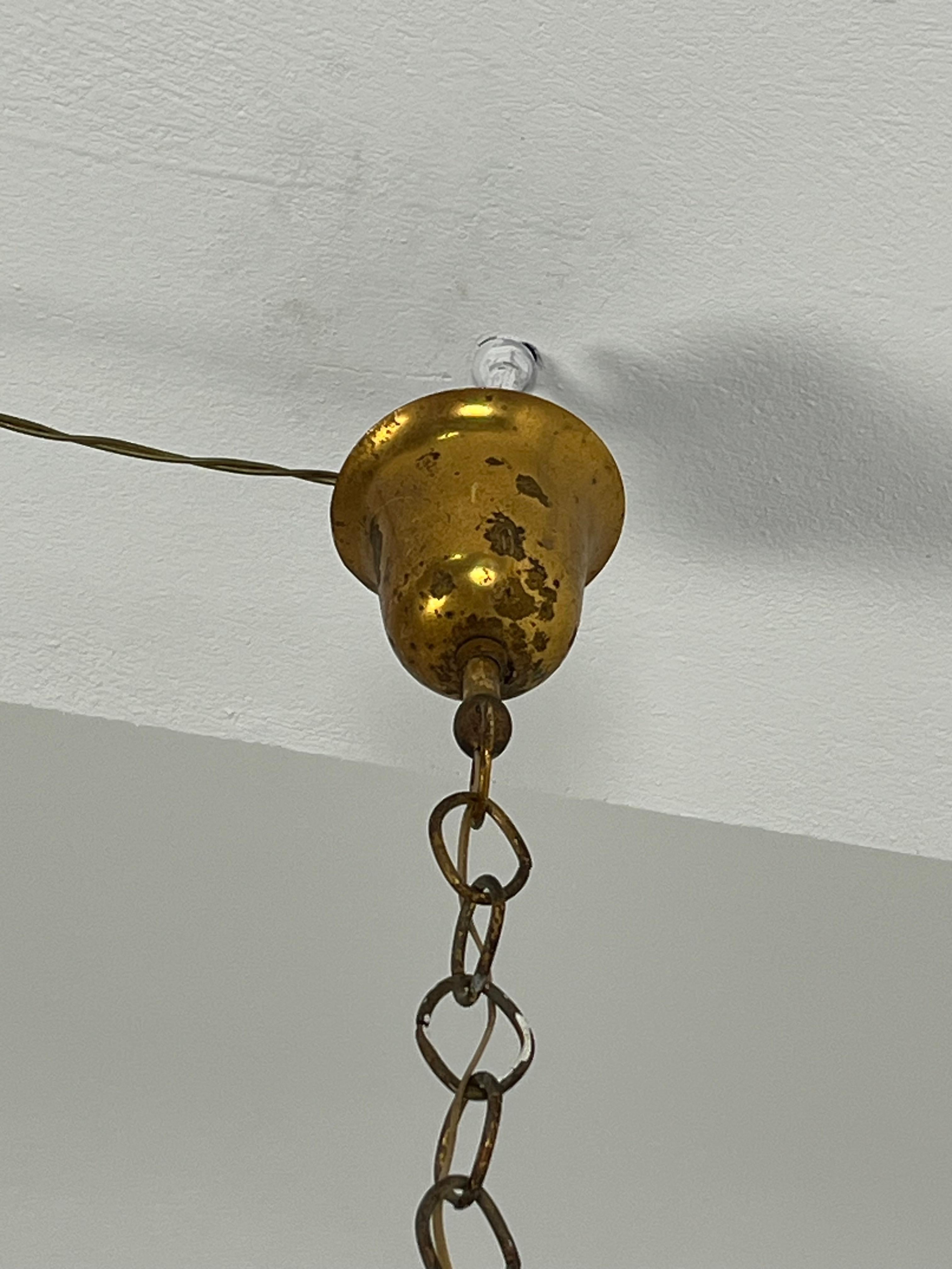 Lampadario di metà secolo in vetro di Murano e ottone di Pietro Chiesa per Fontana Arte in vendita 1