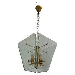 Mid-century Murano glass and brass chandelier by Pietro Chiesa for Fontana Arte