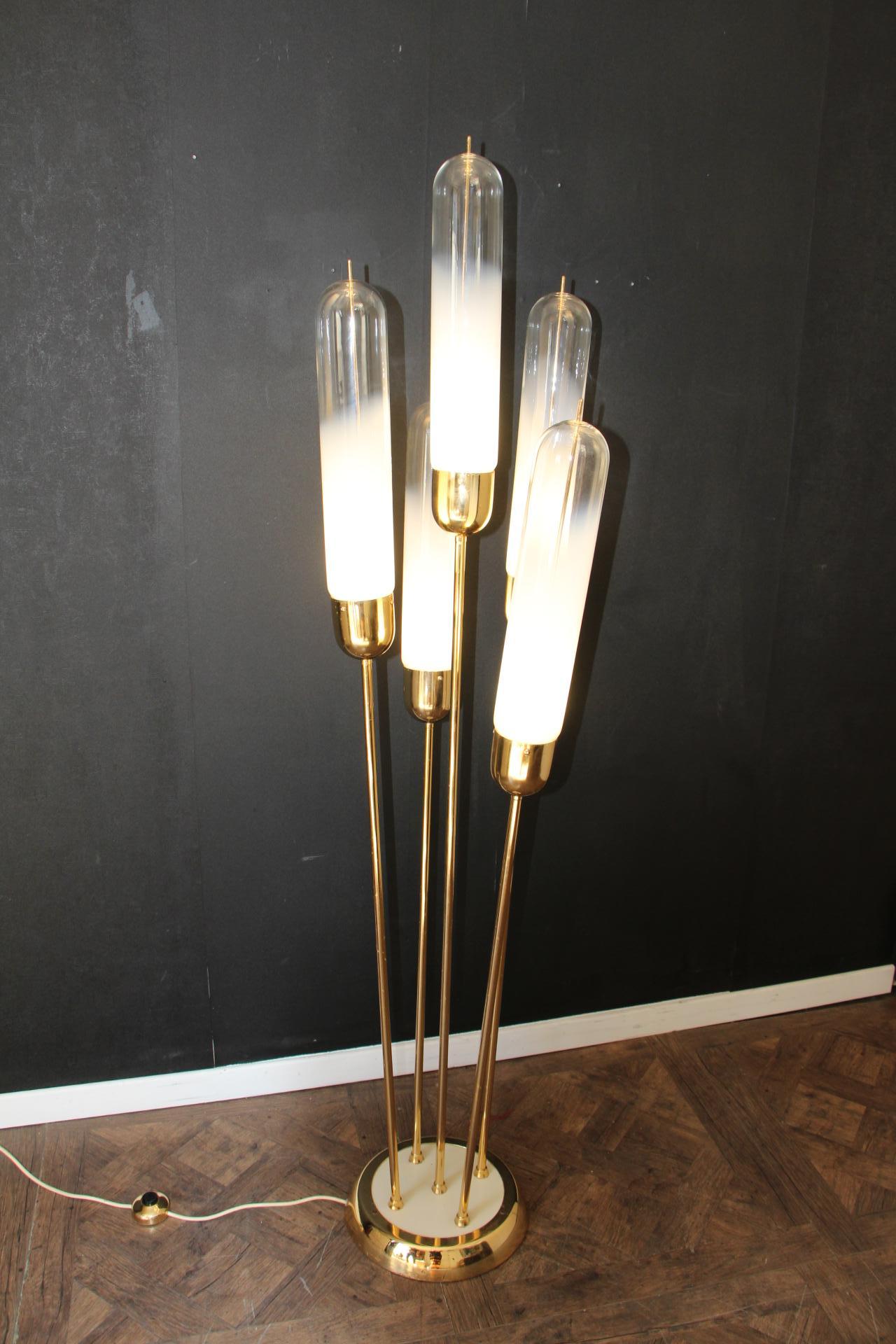 Mid-Century Murano Glass and Brass Floor Lamp by Carlo Nason for Mazzega For Sale 4