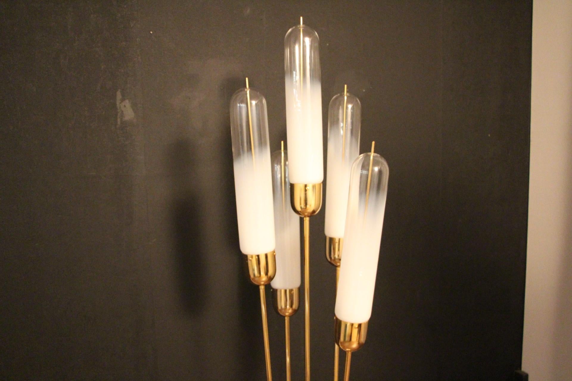 Mid-Century Murano Glass and Brass Floor Lamp by Carlo Nason for Mazzega For Sale 2