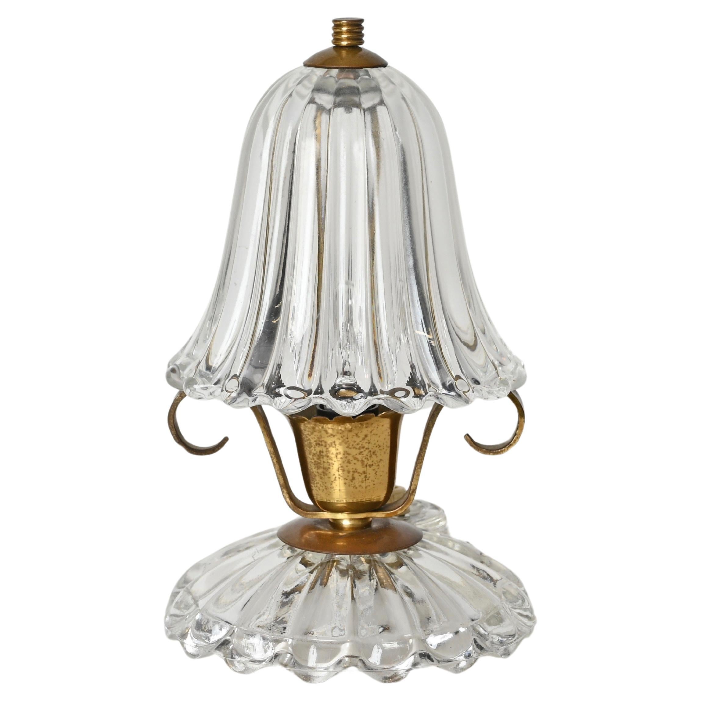 Mid-Century Murano Glass and Brass Table Lamp, Carlo Scarpa, Italy, 1940s