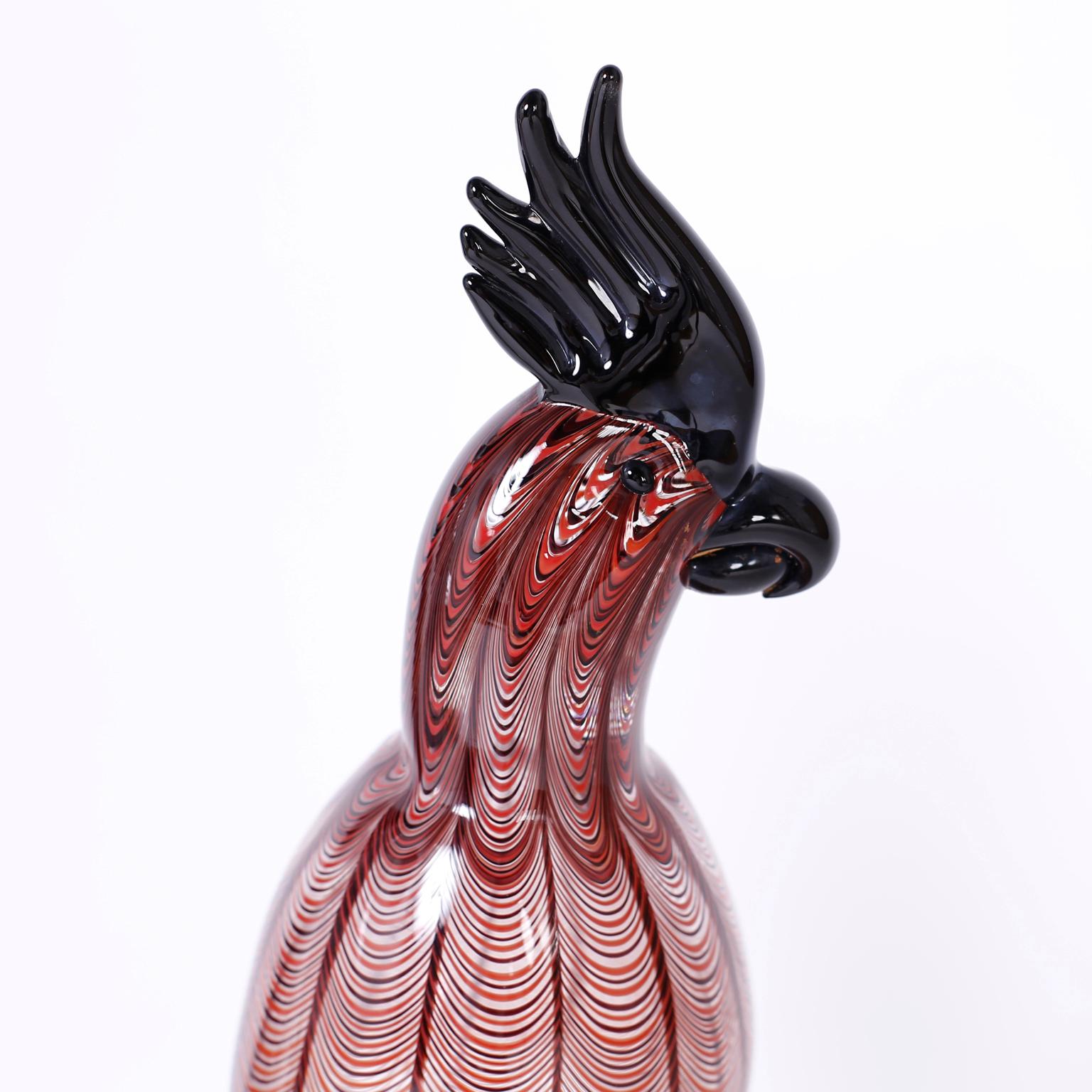 20th Century Midcentury Murano Glass and Bronze Sculpture with Two Birds by Zico Zanetti For Sale